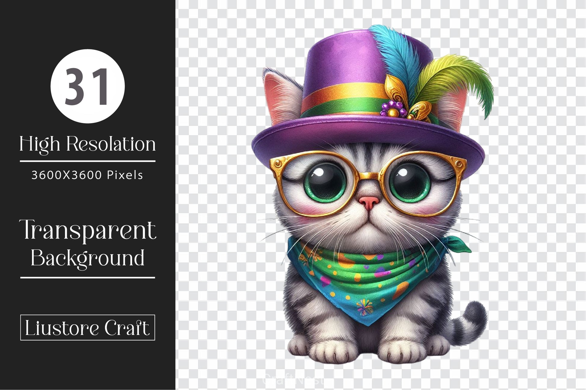 Mardi Gras Cat Clipart Bundle 5 - CraftNest - Digital Crafting and Art