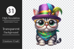 Mardi Gras Cat Clipart Bundle 5 - CraftNest - Digital Crafting and Art