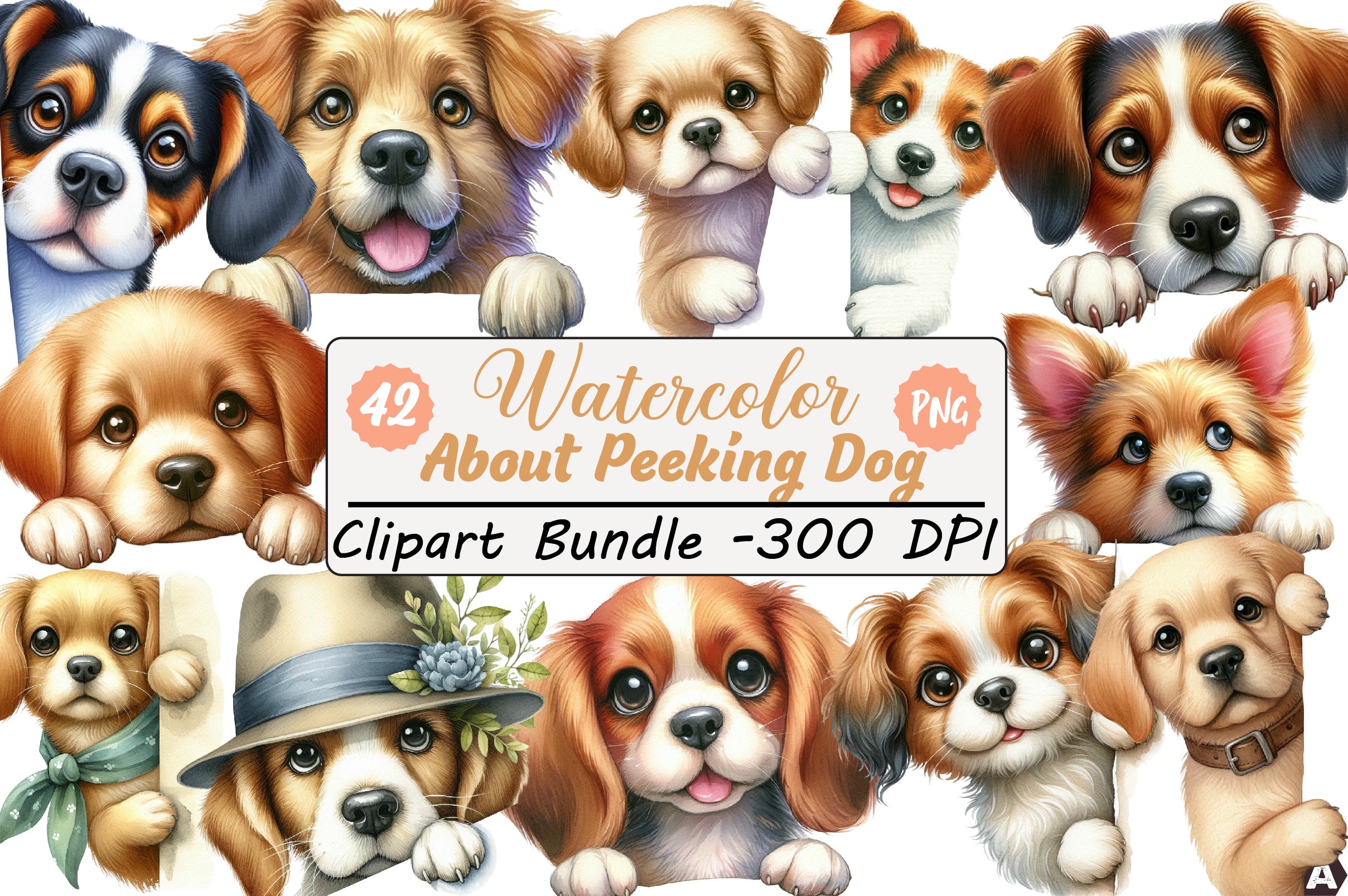 Peeking Dog Graphic Clipart Bundle