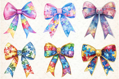 Autism Awareness Bow Clipart Bundle 345 - CraftNest - Digital Crafting and Art