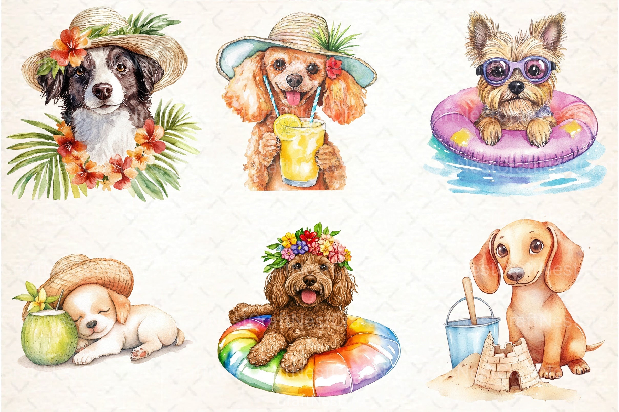 Summer Dogs Clipart Bundle 99 - CraftNest - Digital Crafting and Art