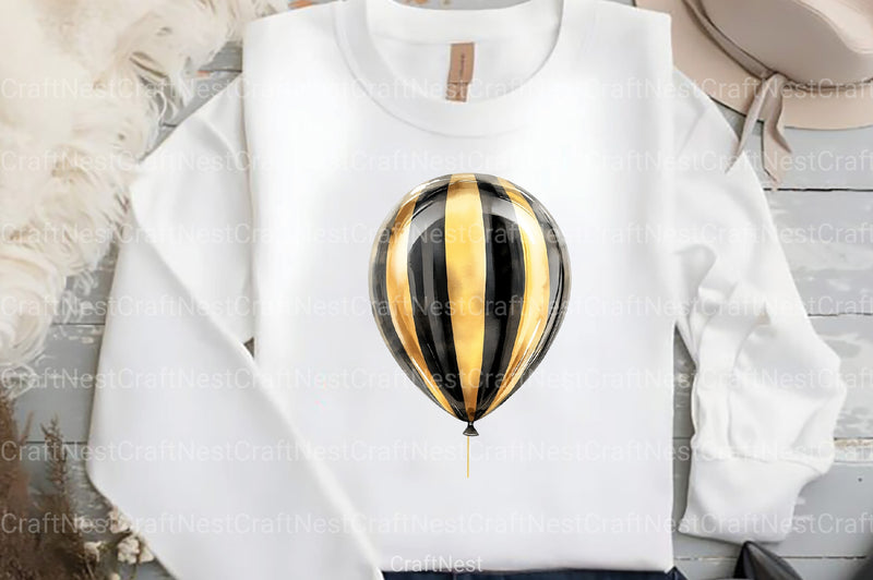 Black and Gold Balloons Clipart Bundle - CraftNest - Digital Crafting and Art