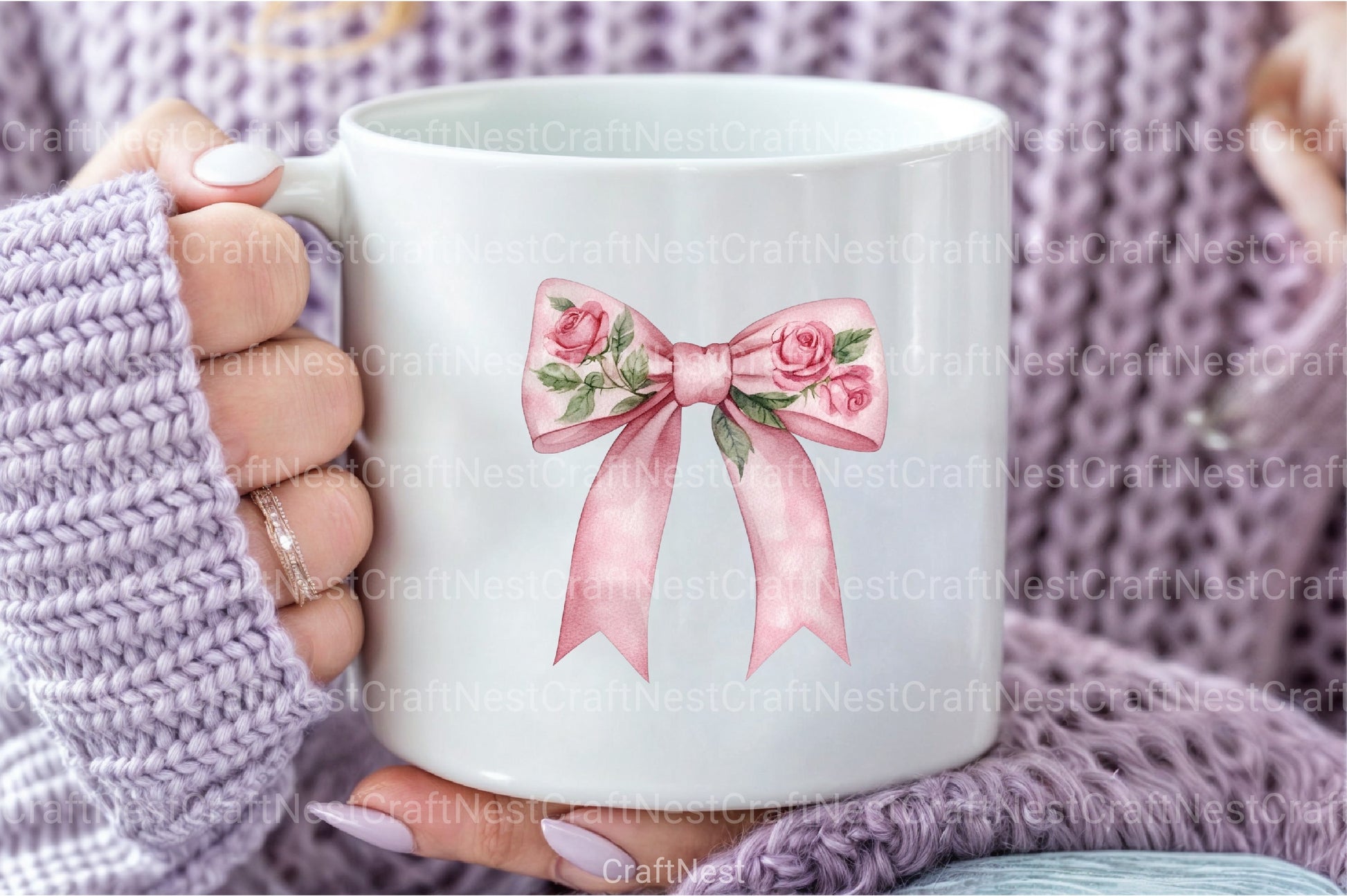 Floral Pink Bow Clipart Bundle - CraftNest - Digital Crafting and Art