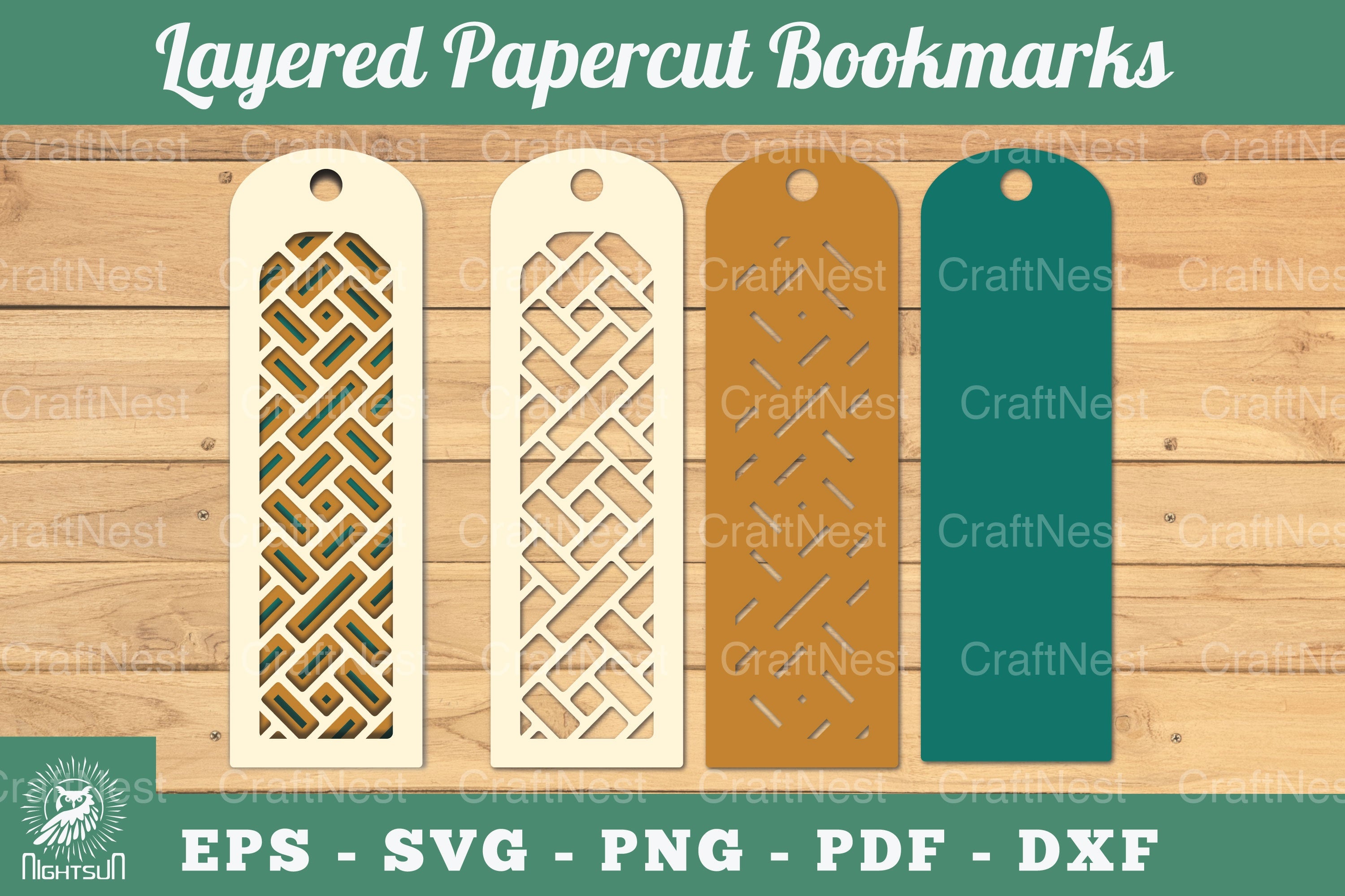 Abstract Pattern Layered Papercut Bookmarks Clipart Bundle - CraftNest - Digital Crafting and Art