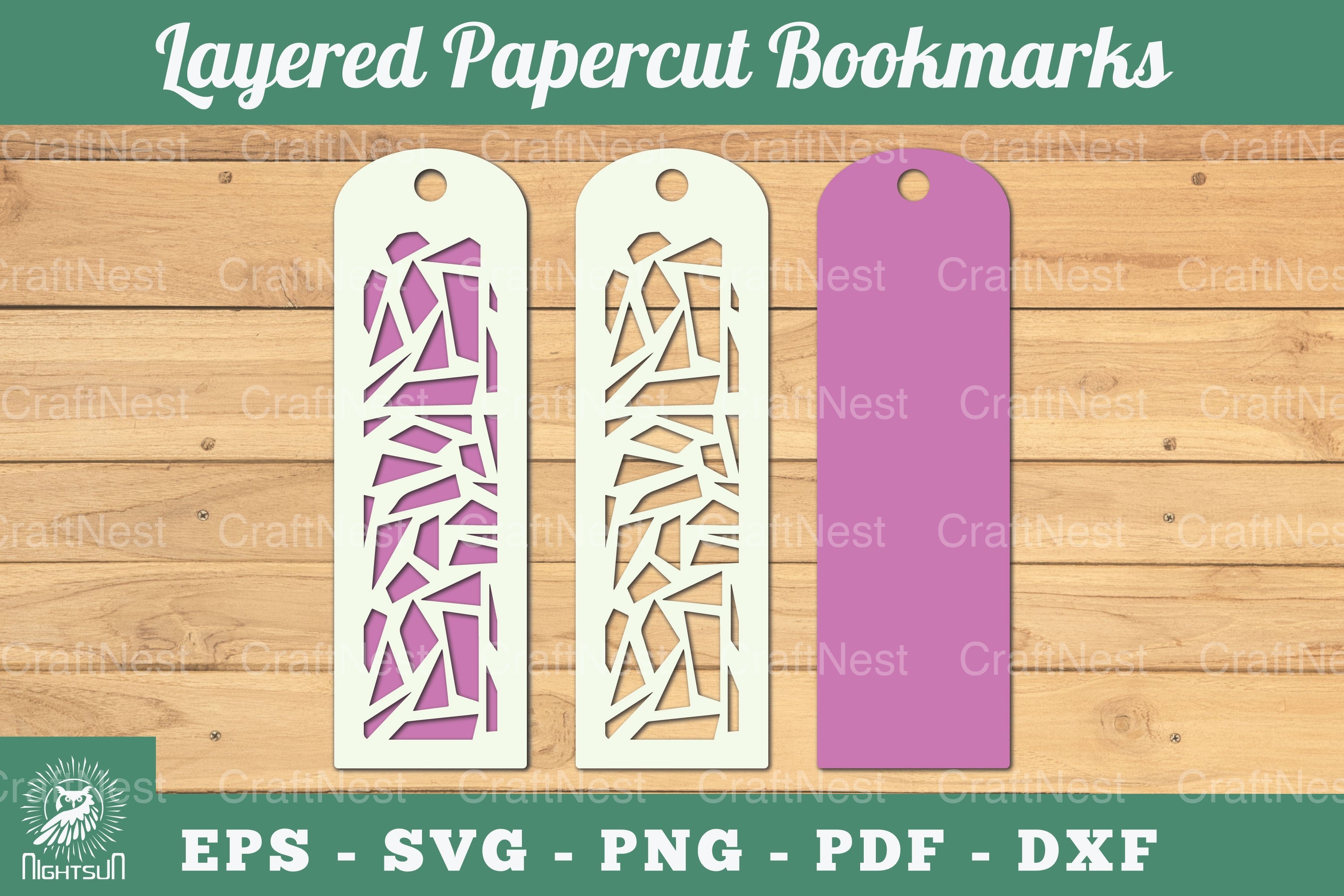 Abstract Pattern Layered Papercut Bookmarks Clipart Bundle - CraftNest - Digital Crafting and Art