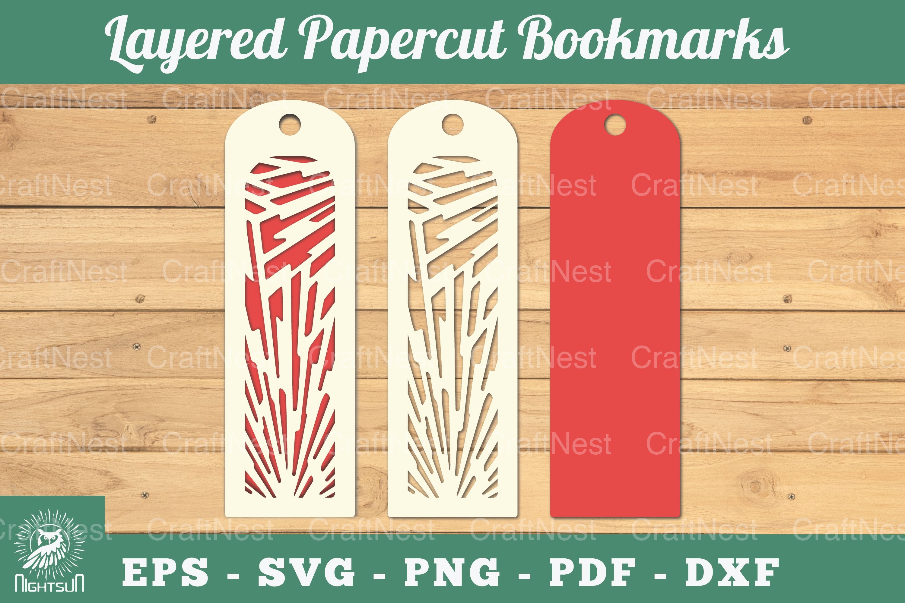 Abstract Pattern Layered Papercut Bookmarks Clipart Bundle - CraftNest - Digital Crafting and Art