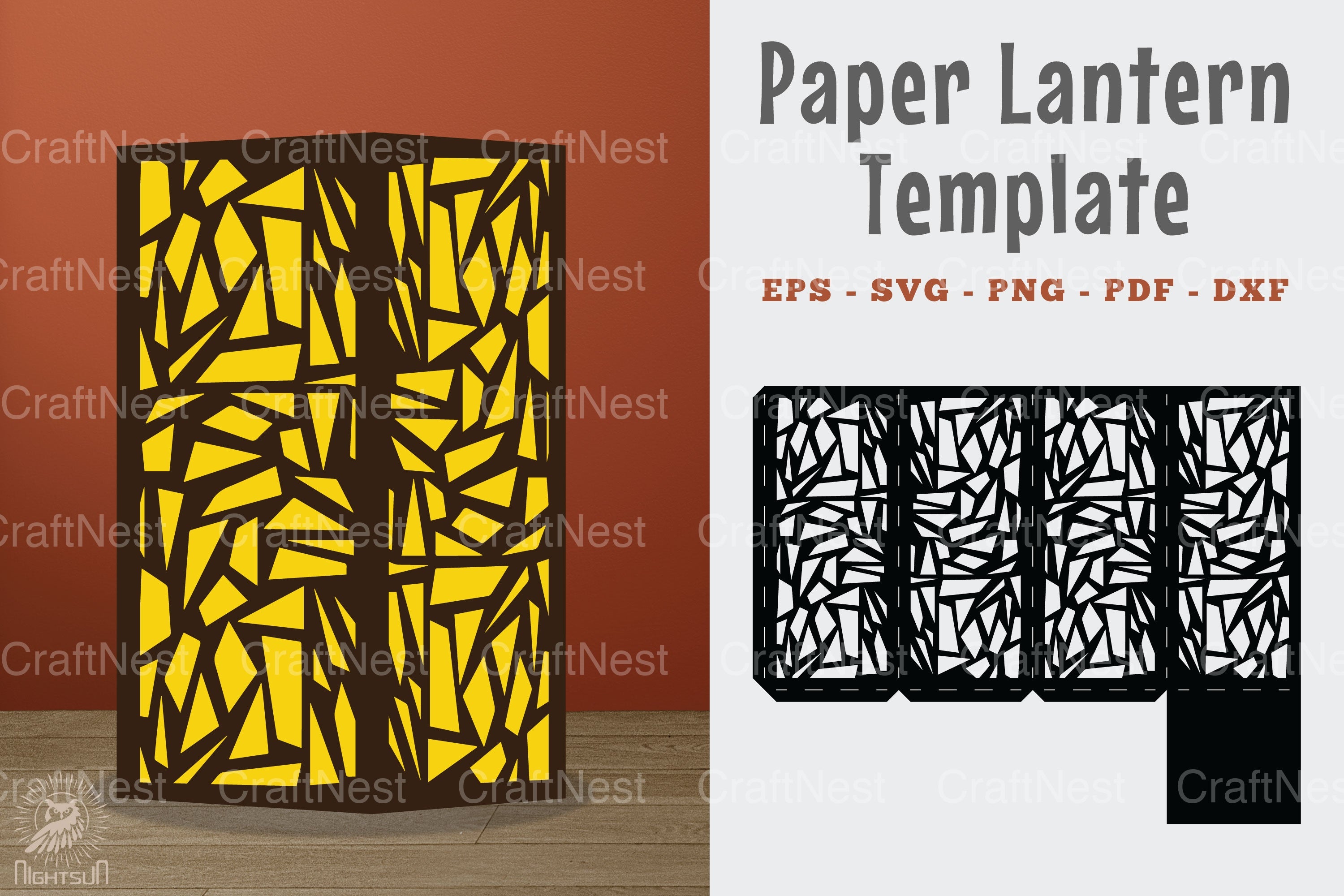 Abstract Pattern Paper Lantern Template - Clipart Bundle - CraftNest - Digital Crafting and Art