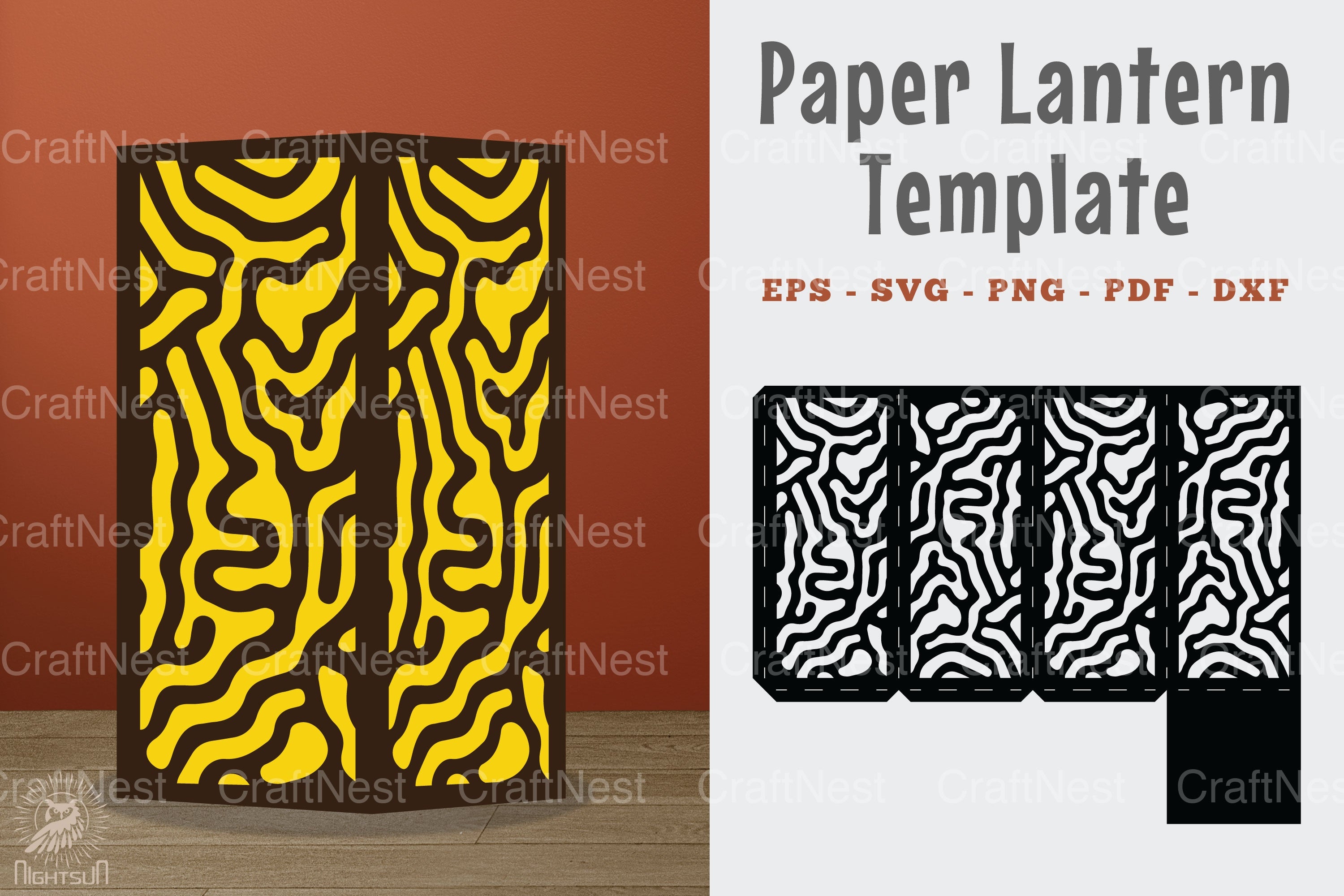 Abstract Pattern Paper Lantern Template - Clipart Bundle - CraftNest - Digital Crafting and Art