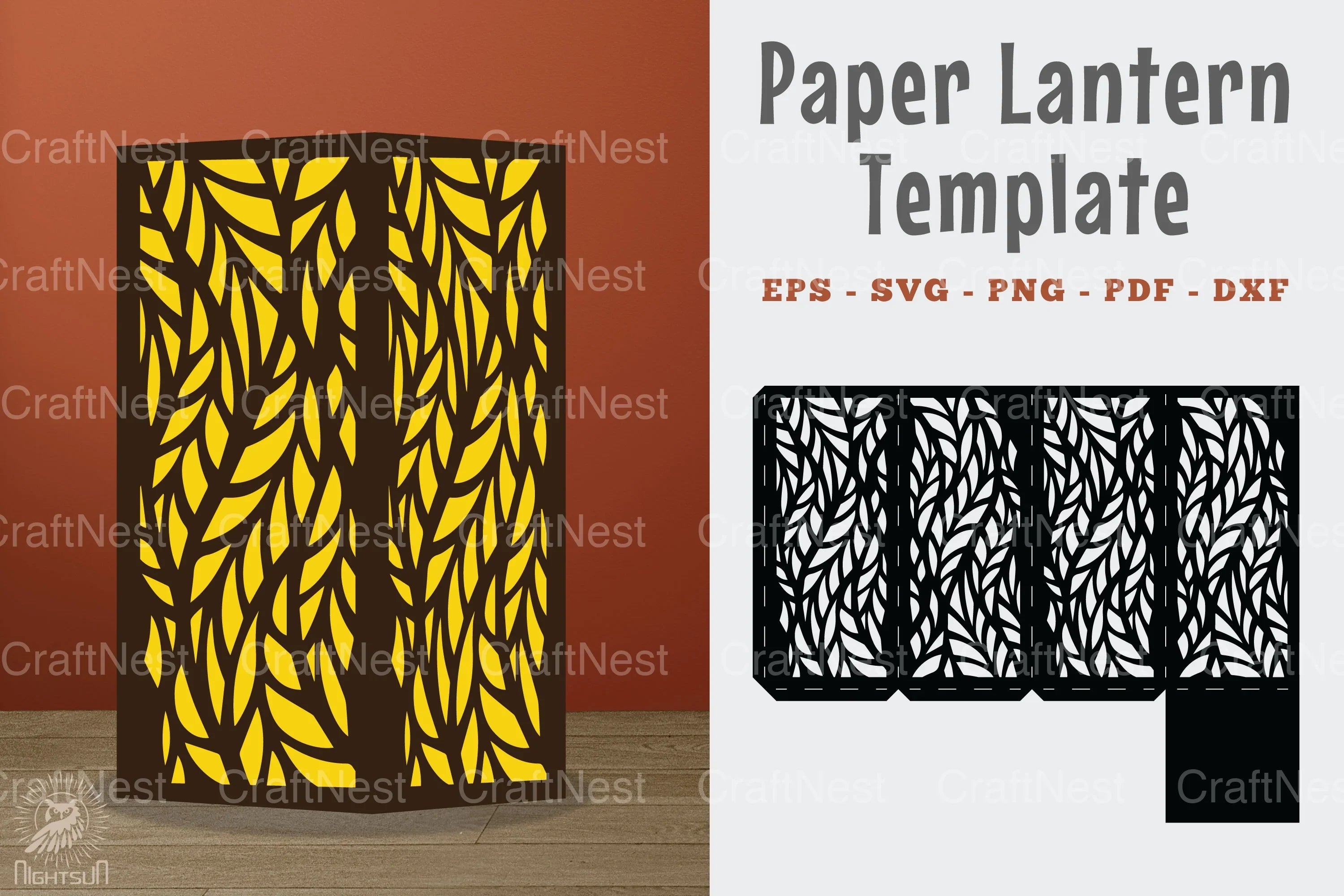 Abstract Pattern Paper Lantern Template - Clipart Bundle