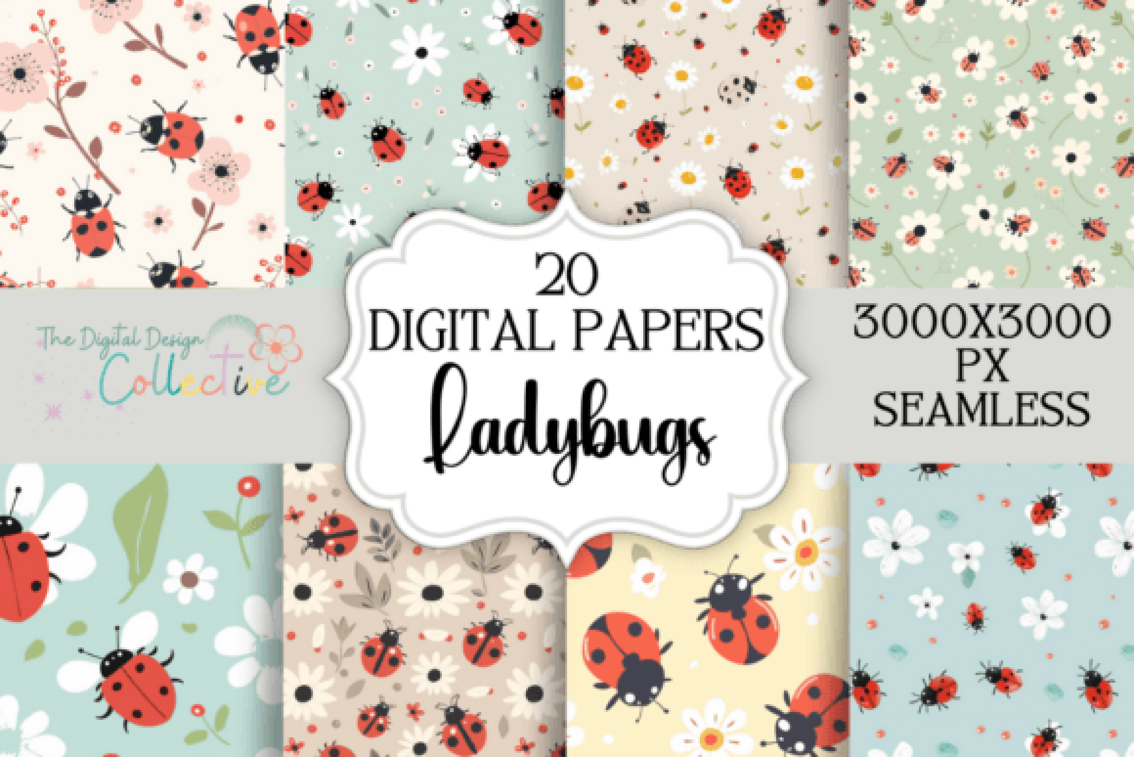 Adorable Ladybug Seamless Digital Paper