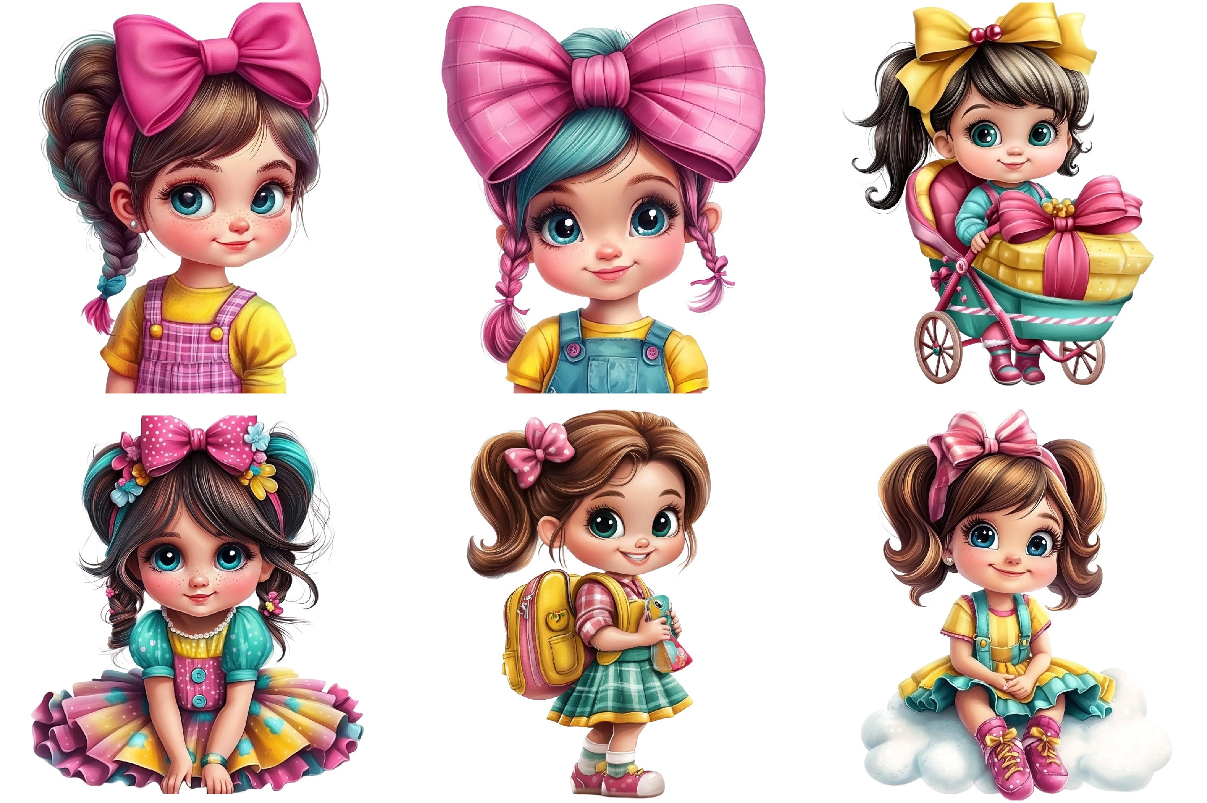 Adorable Girl Bow Clipart Bundle