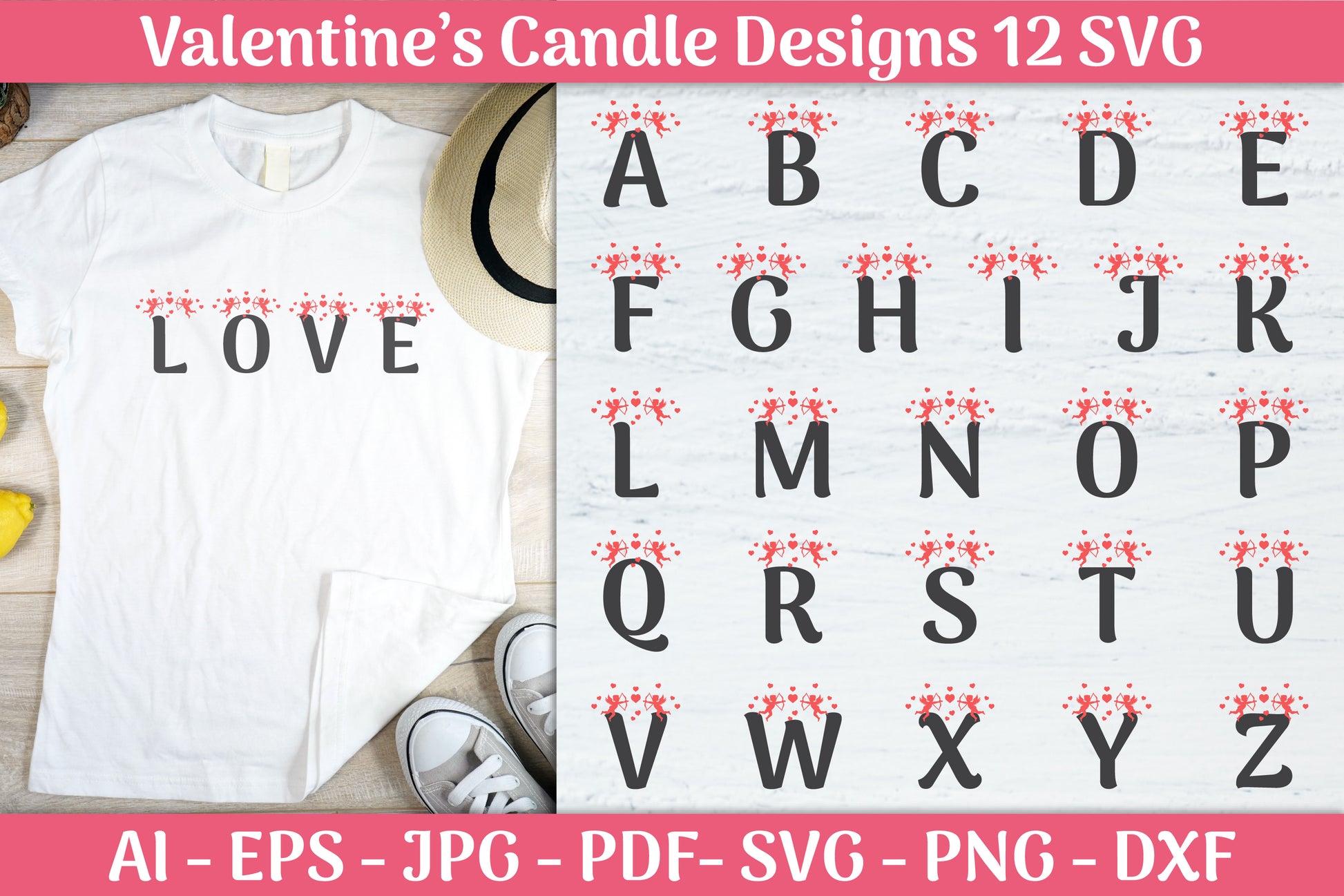 Alphabet Valentine SVG Bundle 1 - CraftNest - Digital Crafting and Art