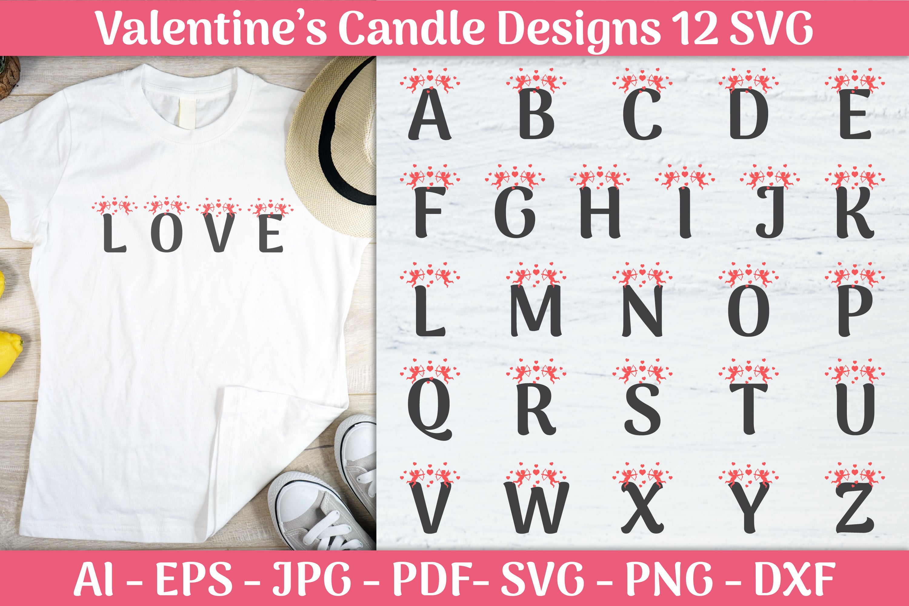 Alphabet Valentine SVG Bundle 1 - CraftNest - Digital Crafting and Art