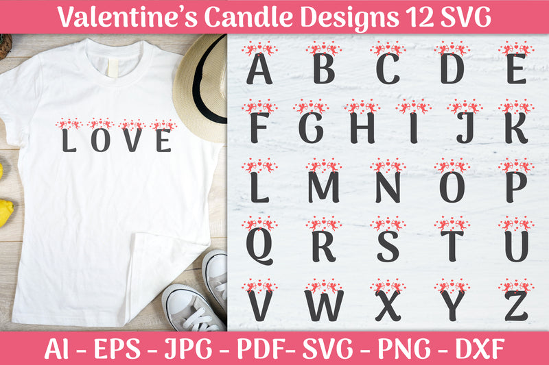Alphabet Valentine SVG Bundle 1 - CraftNest - Digital Crafting and Art
