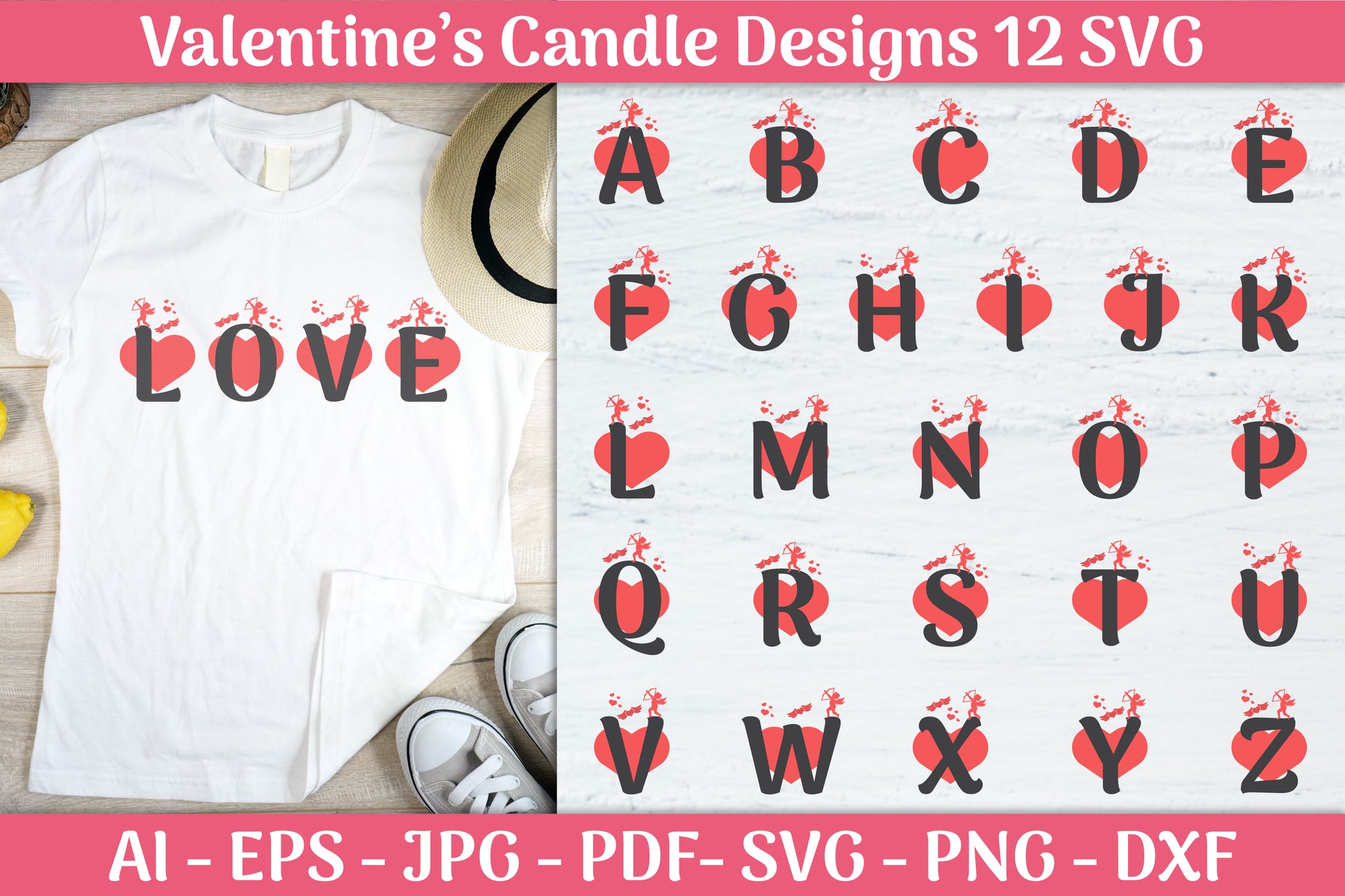 Alphabet Valentine SVG Bundle 2 - CraftNest - Digital Crafting and Art
