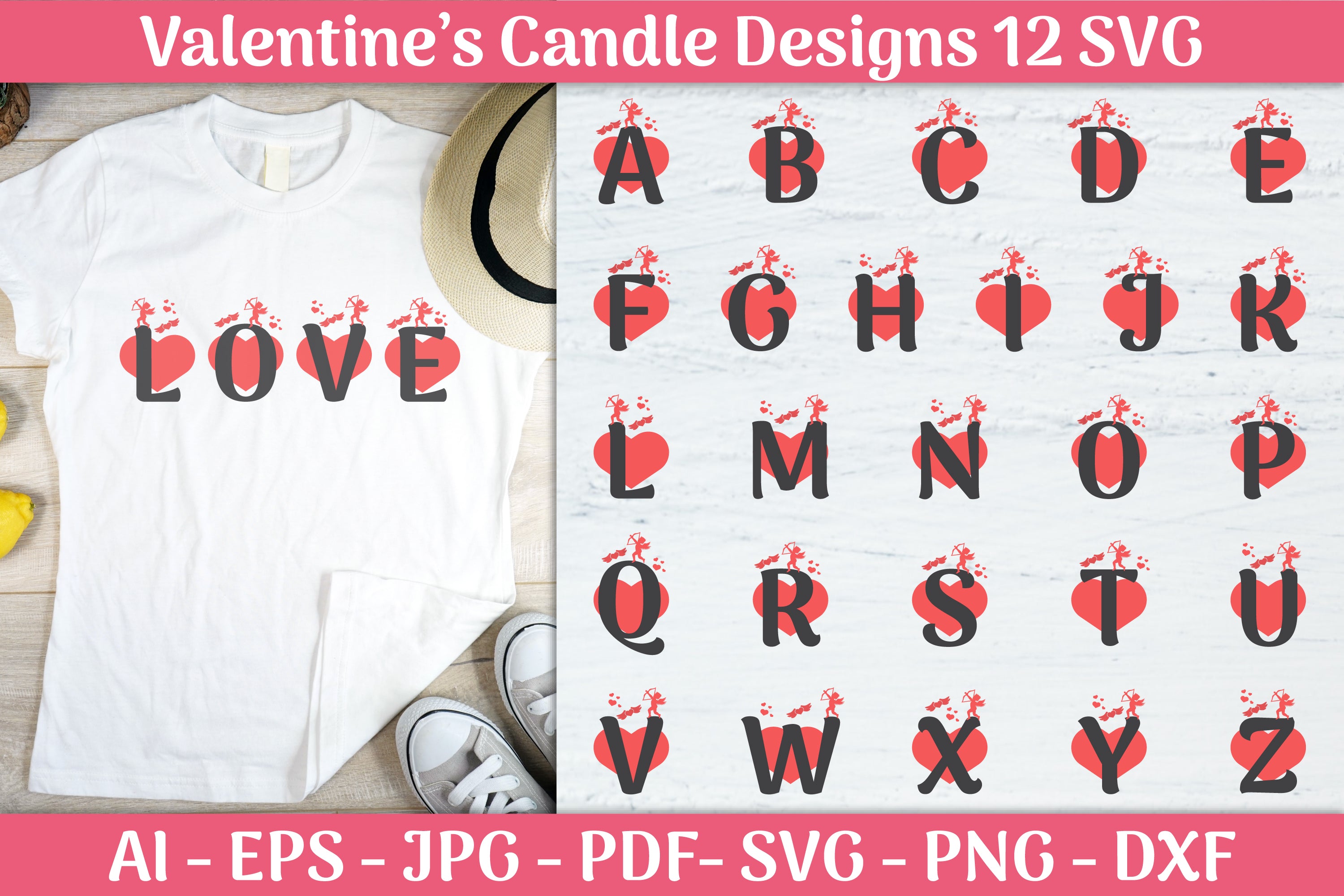 Alphabet Valentine SVG Bundle 2 - CraftNest - Digital Crafting and Art