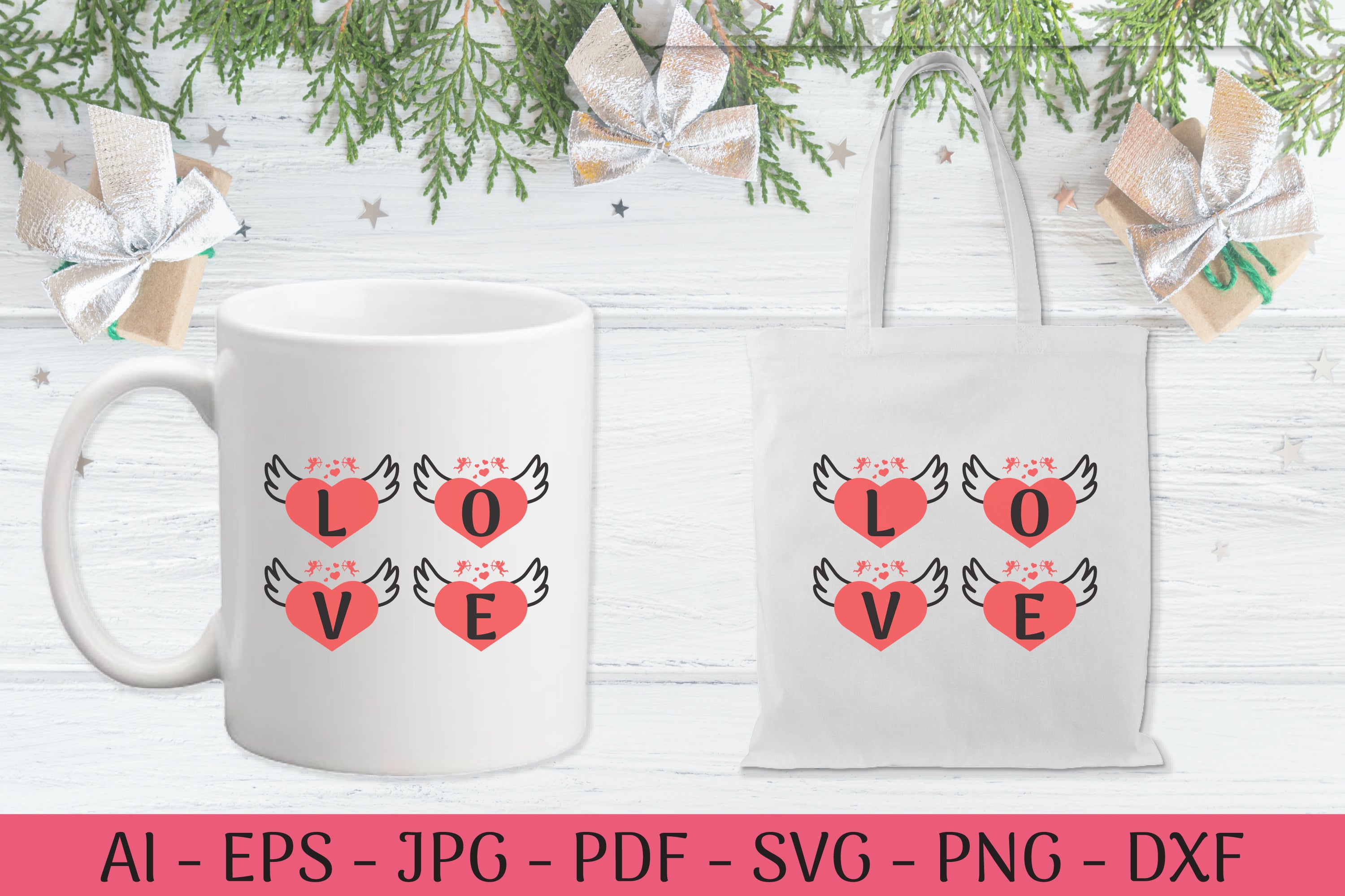 Alphabet Valentine Wing Black SVG Bundle - CraftNest - Digital Crafting and Art
