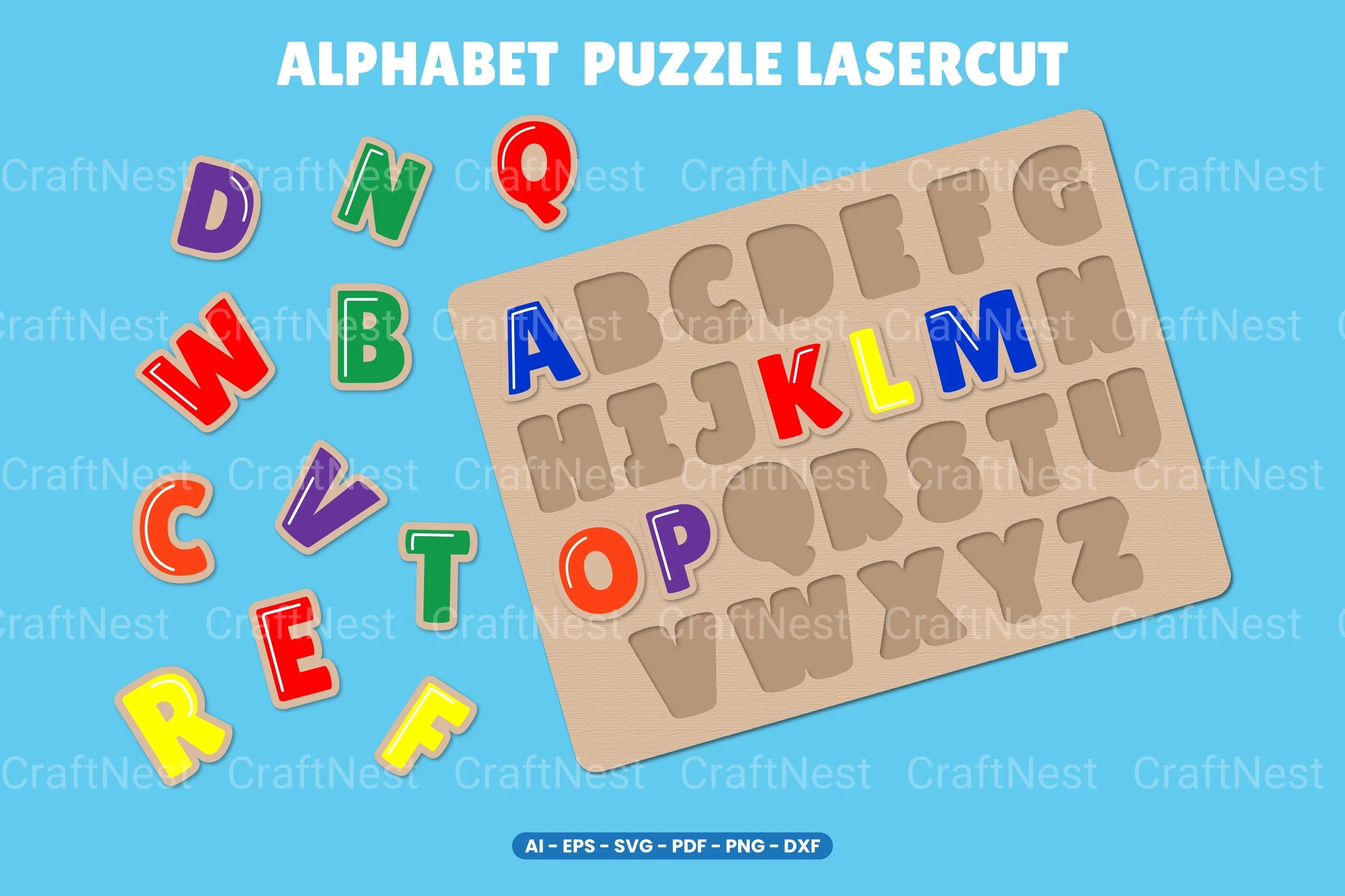 Alphabet Puzzle Lasercut SVG Bundle - CraftNest - Digital Crafting and Art