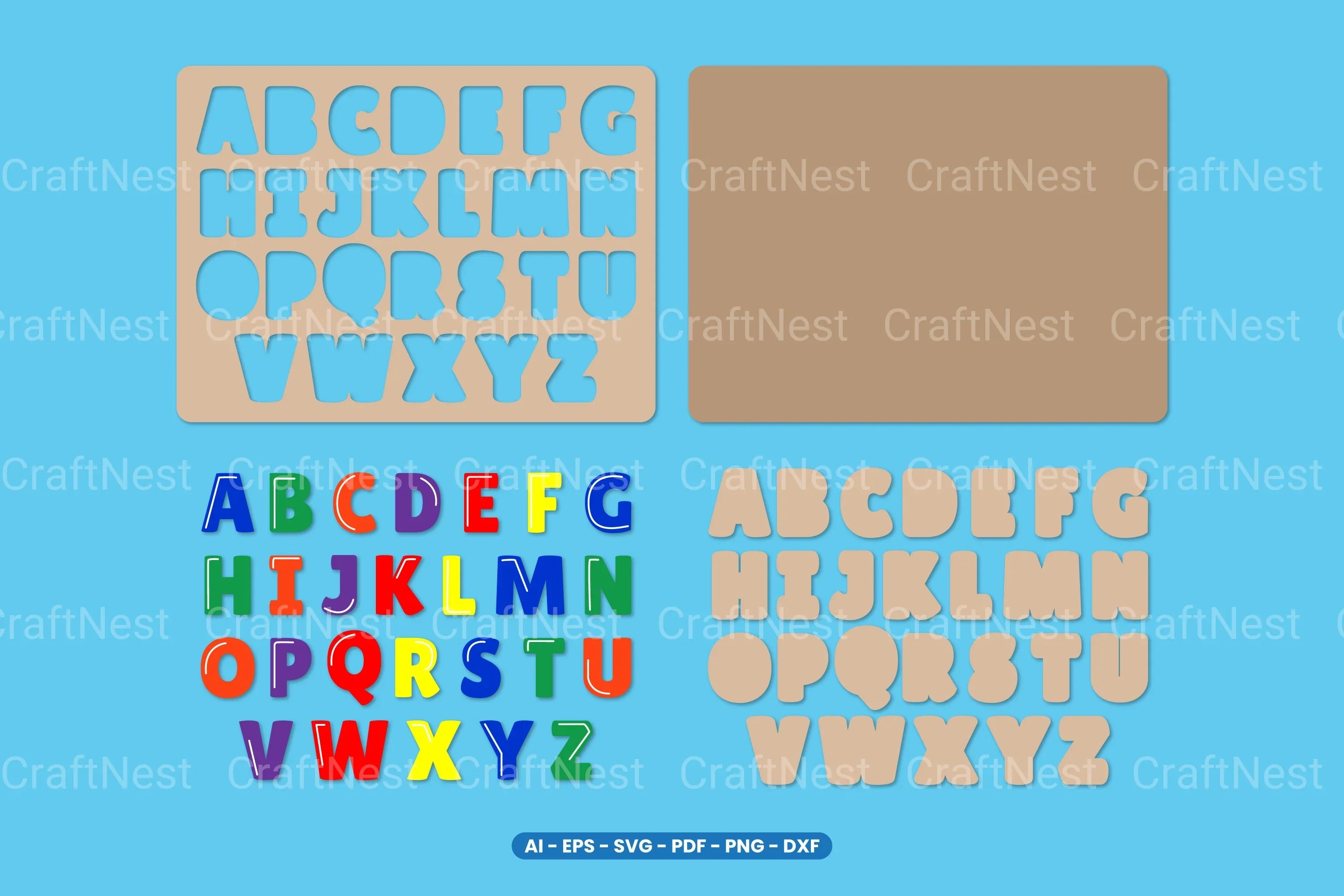 Alphabet Puzzle Lasercut SVG Bundle - CraftNest - Digital Crafting and Art