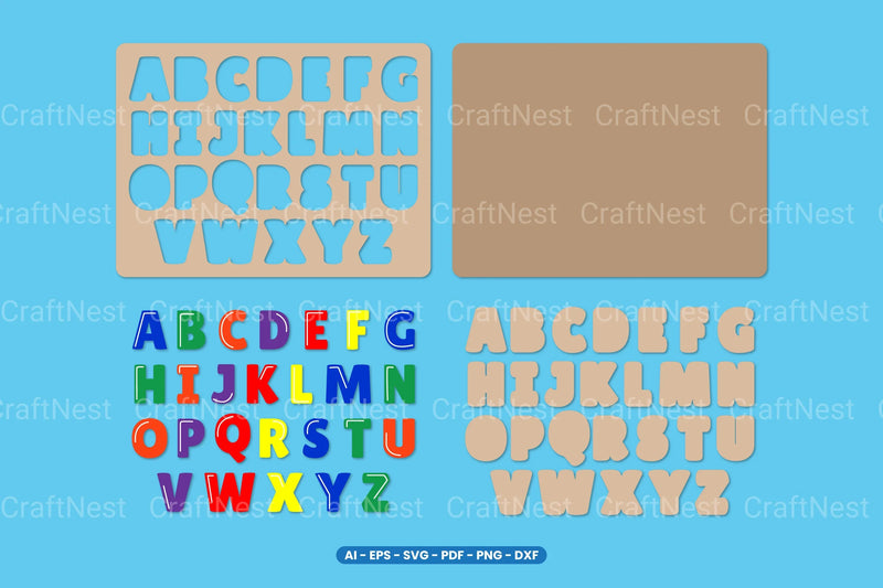 Alphabet Puzzle Lasercut SVG Bundle - CraftNest - Digital Crafting and Art