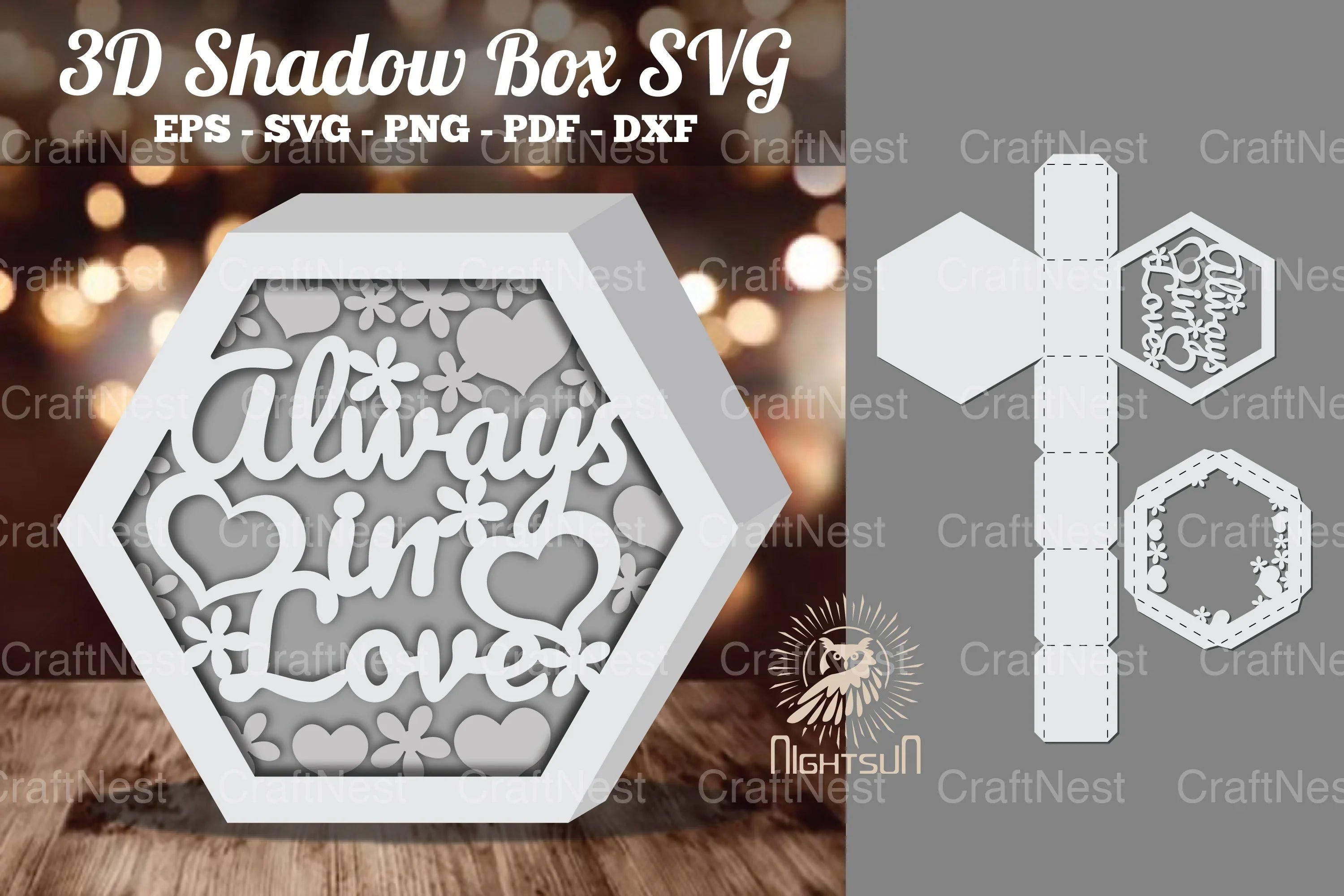 Always In Love Hexagon Shadow Box Clipart Bundle - CraftNest - Digital Crafting and Art