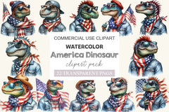 America Dinosaur 4th Of July Clipart Bundle - CraftNest - Digital Crafting and Art
