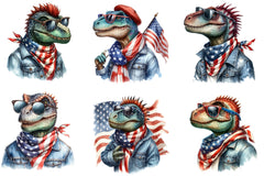 America Dinosaur 4th Of July Clipart Bundle - CraftNest - Digital Crafting and Art