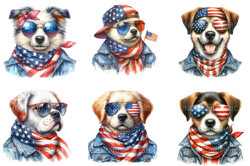 America Dog 4th Of July Clipart Bundle - CraftNest - Digital Crafting and Art