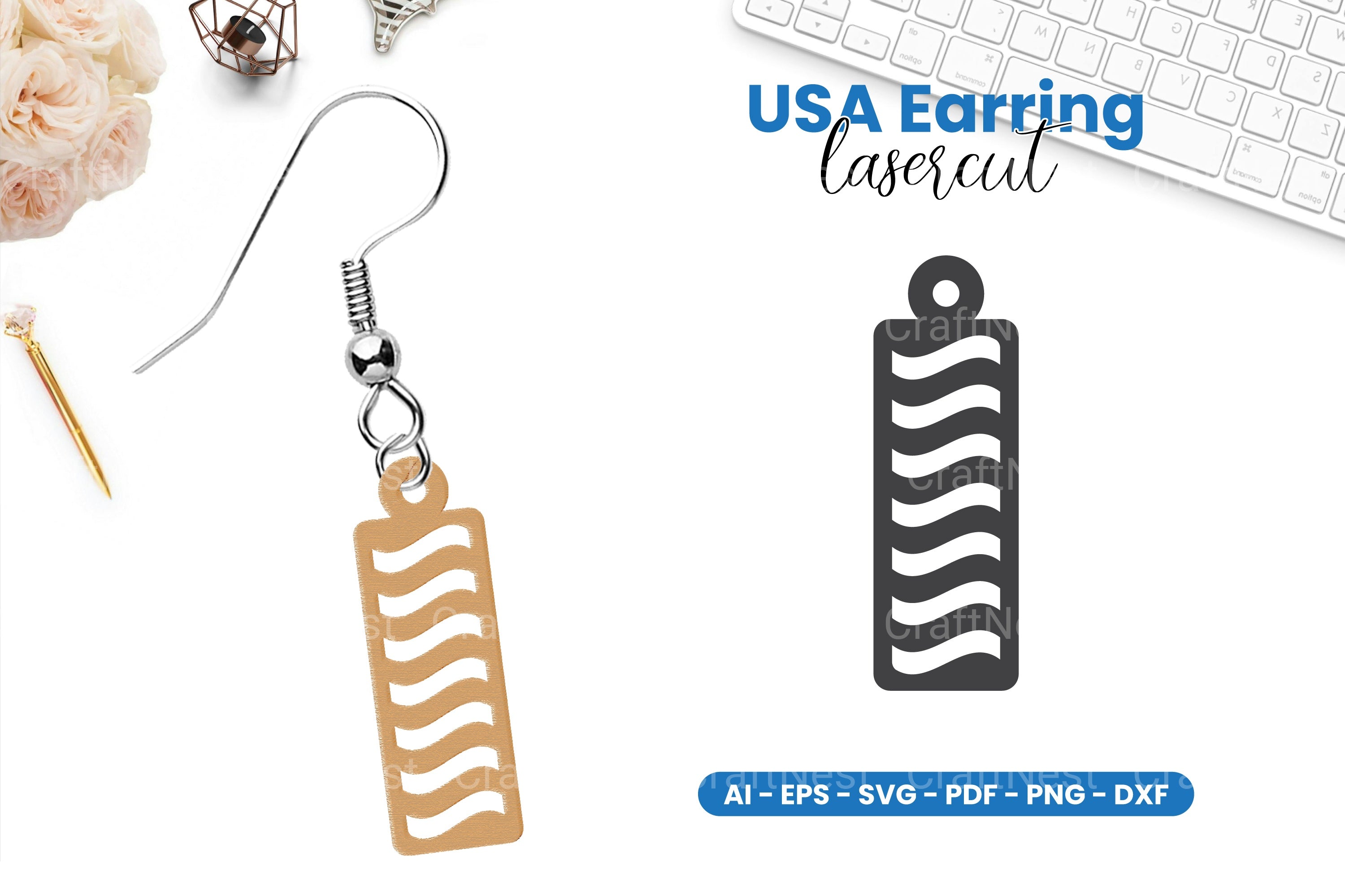 America Earring Lasercut SVG Clipart Bundle