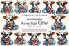 America Highland Cow 4th Of July Clipart Bundle