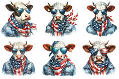 America Highland Cow 4th Of July Clipart Bundle - CraftNest - Digital Crafting and Art