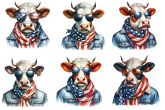 America Highland Cow 4th Of July Clipart Bundle - CraftNest - Digital Crafting and Art