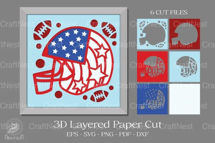 American Football 3D Paper Cut Clipart Bundle - CraftNest - Digital Crafting and Art
