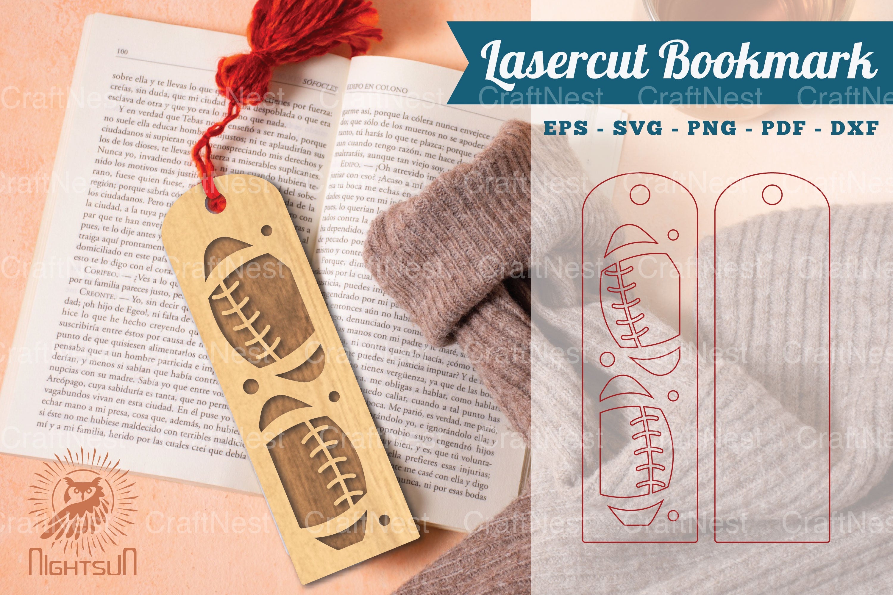 American Football Laser Cut Bookmarks Bundle - CraftNest - Digital Crafting and Art