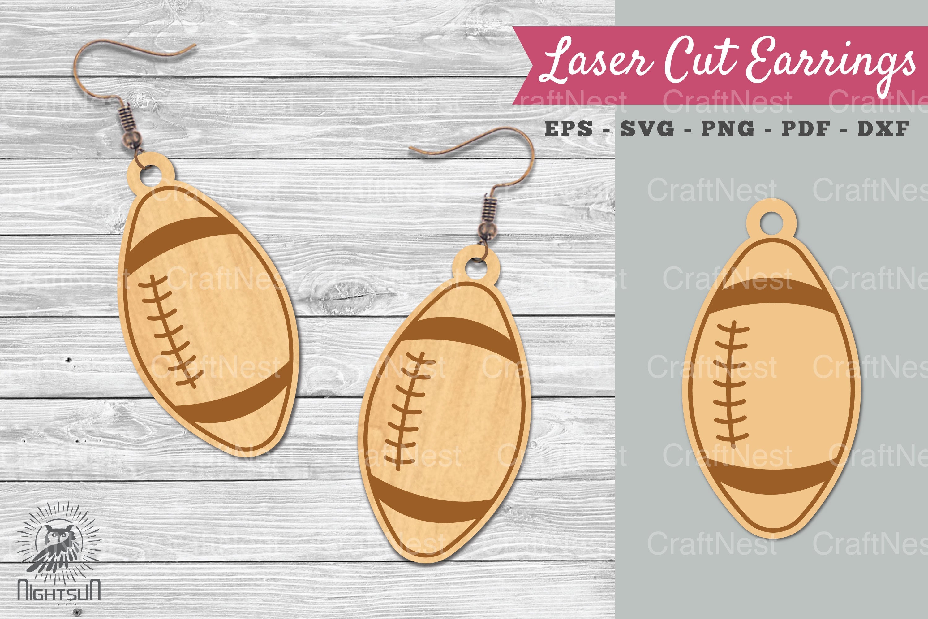 American Football Laser Cut Earrings SVG Bundle - CraftNest - Digital Crafting and Art