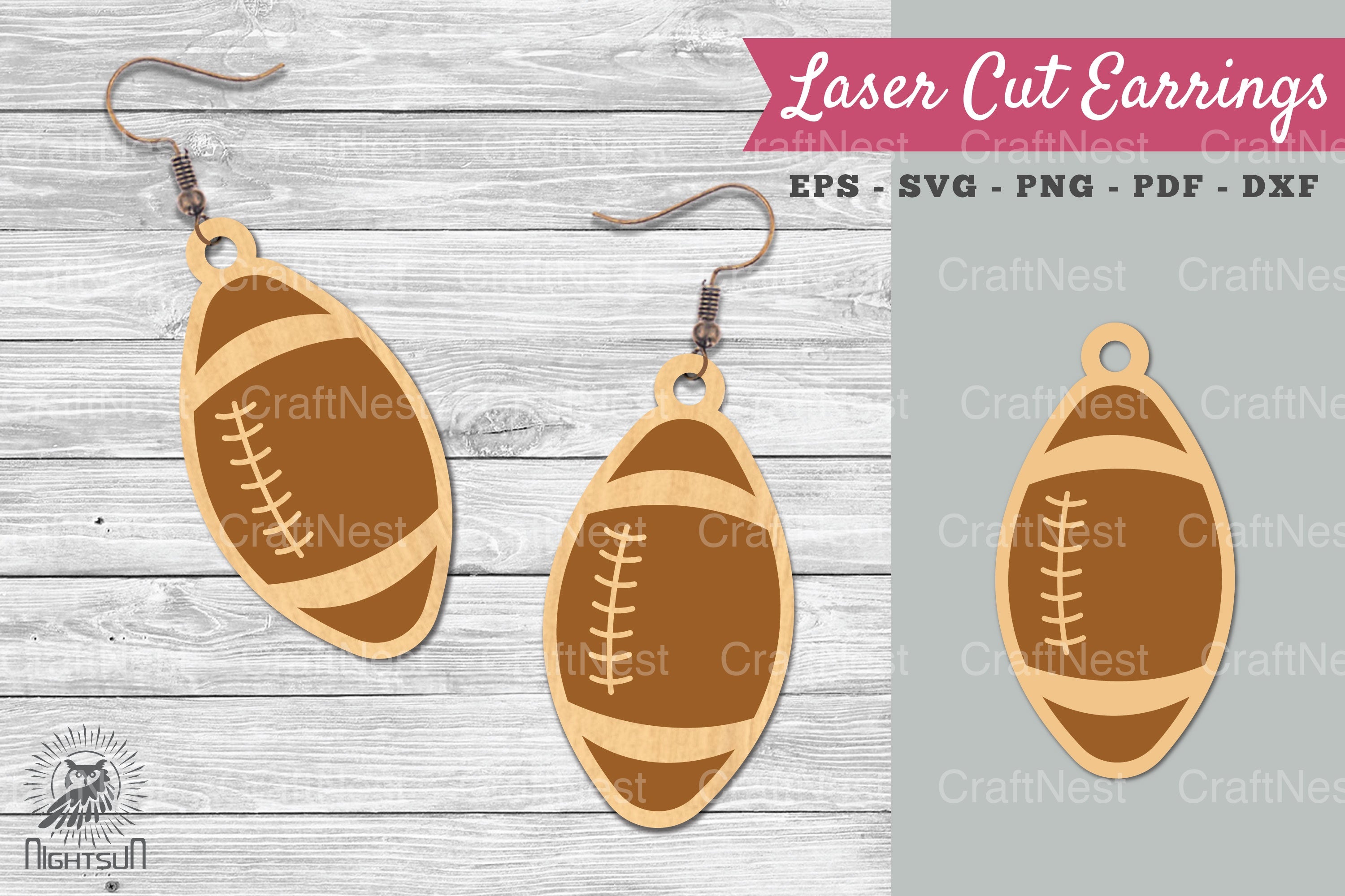 American Football Laser Cut Earrings SVG Bundle - CraftNest - Digital Crafting and Art