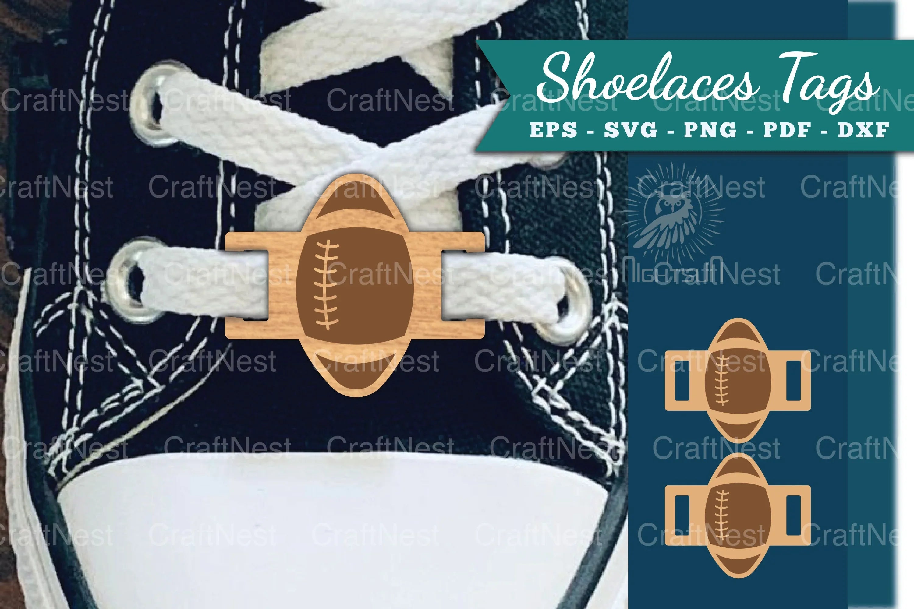 American Football Shoelaces Tags SVG Bundle - CraftNest - Digital Crafting and Art