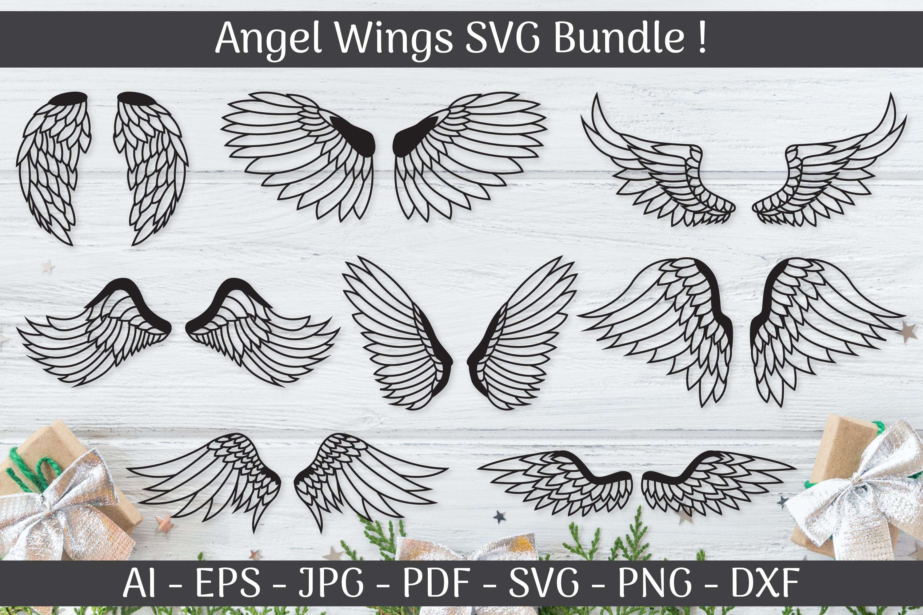 Angel Wings SVG Bundle - CraftNest - Digital Crafting and Art