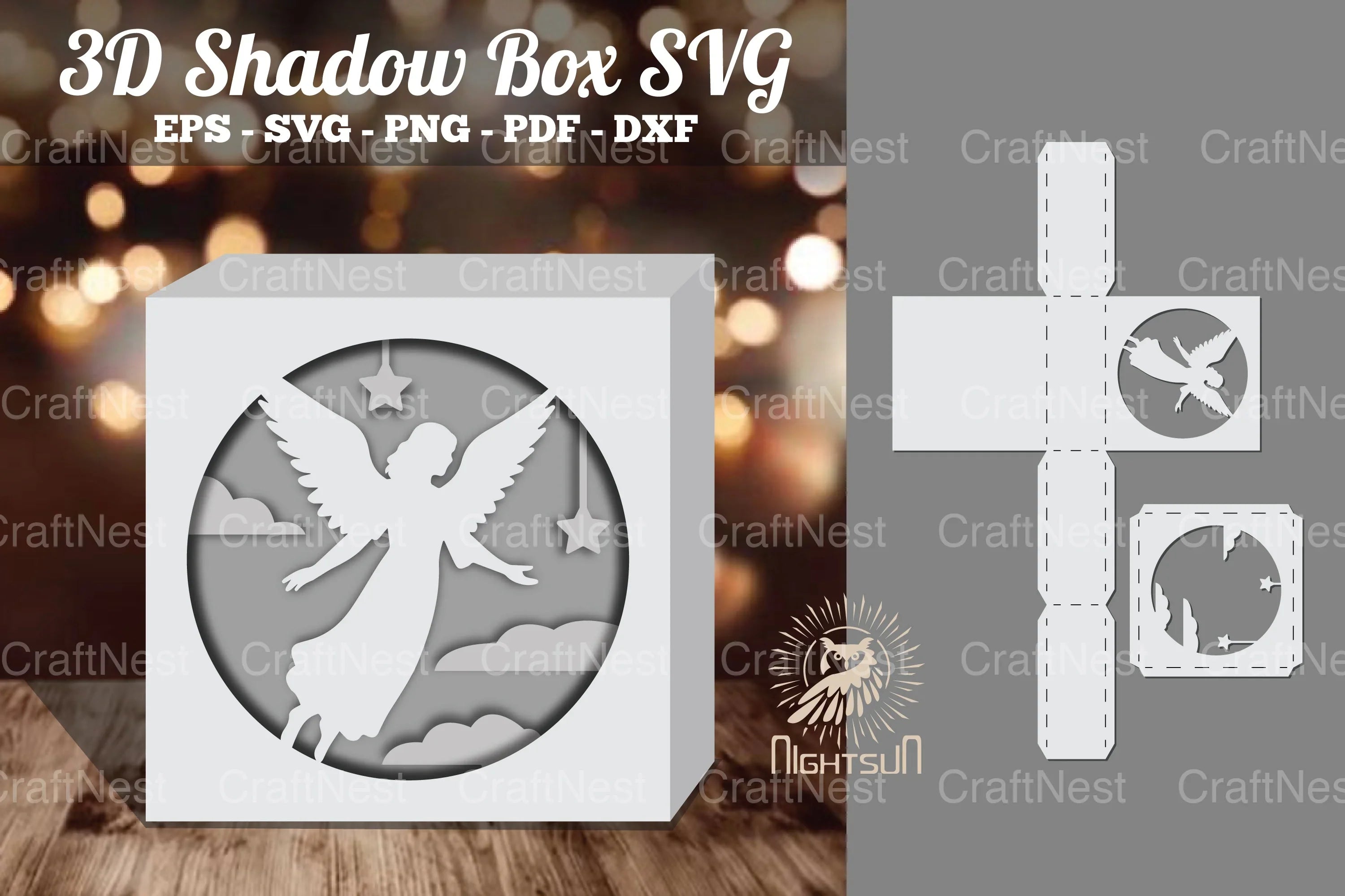 Angel 3D Papercut Shadow Box Clipart Bundle - CraftNest - Digital Crafting and Art
