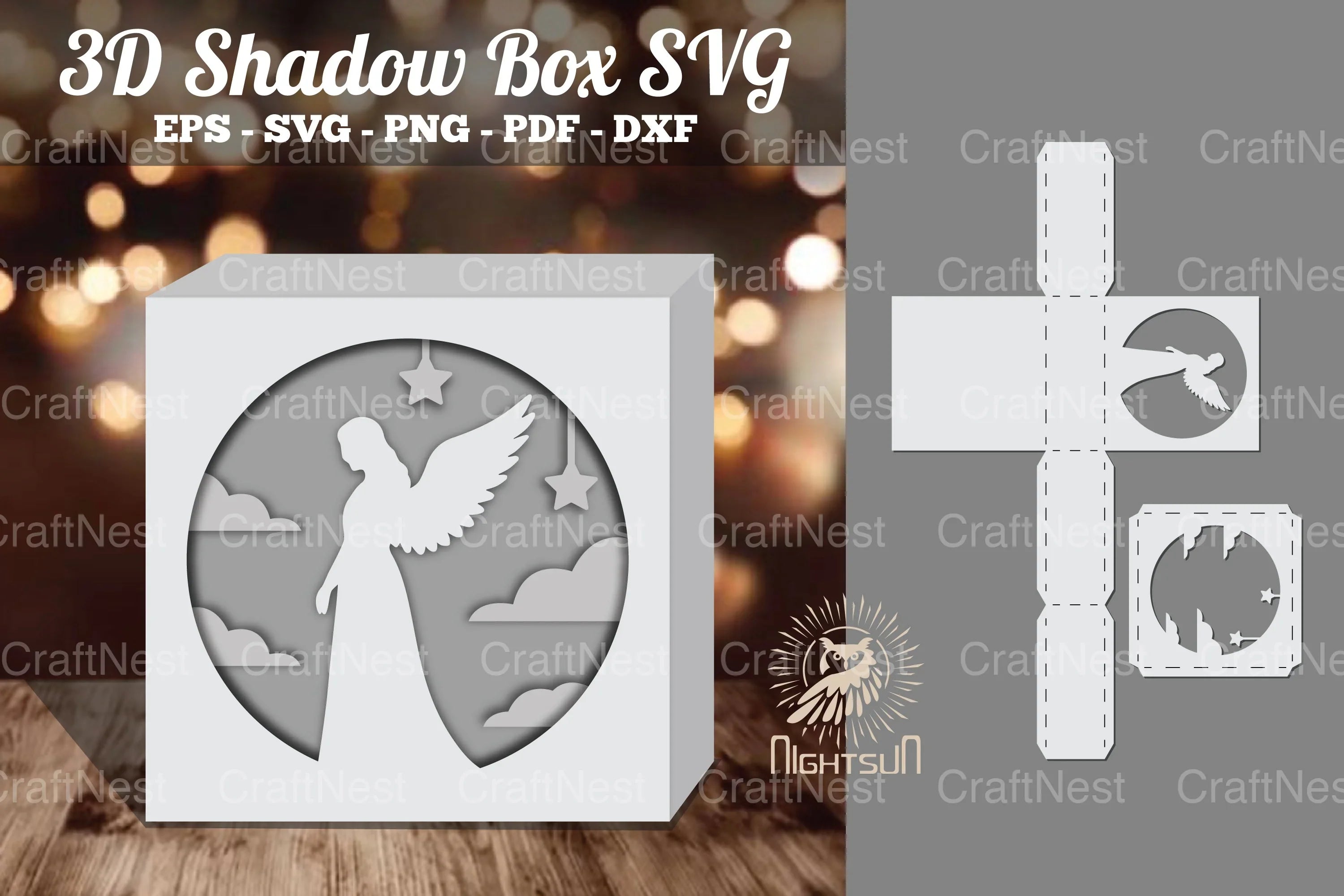 Angel 3D Papercut Shadow Box SVG Bundle - CraftNest - Digital Crafting and Art