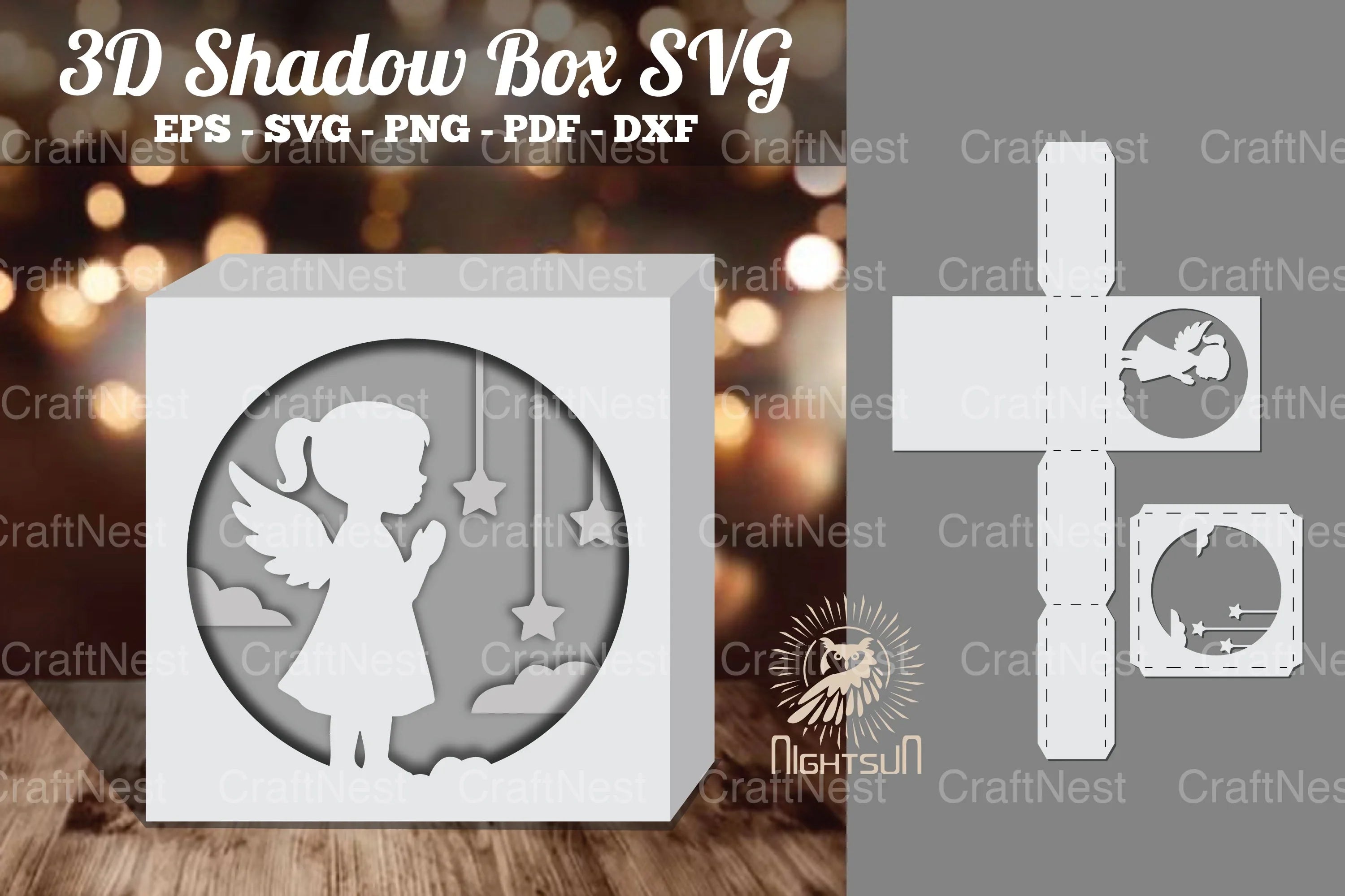 Angel Kids 3D Papercut Shadow Box SVG Bundle - CraftNest - Digital Crafting and Art