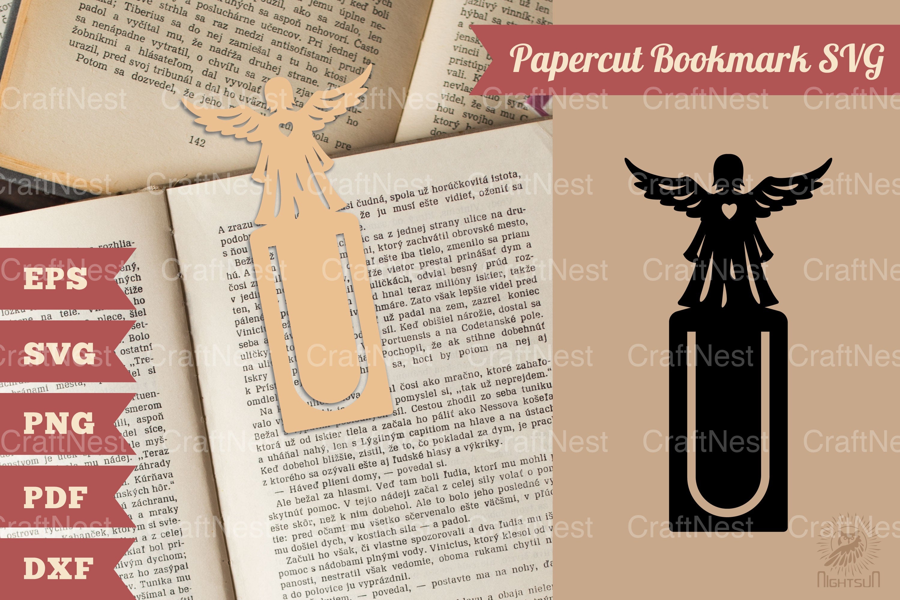 Angel Papercut Bookmark SVG Clipart - CraftNest - Digital Crafting and Art