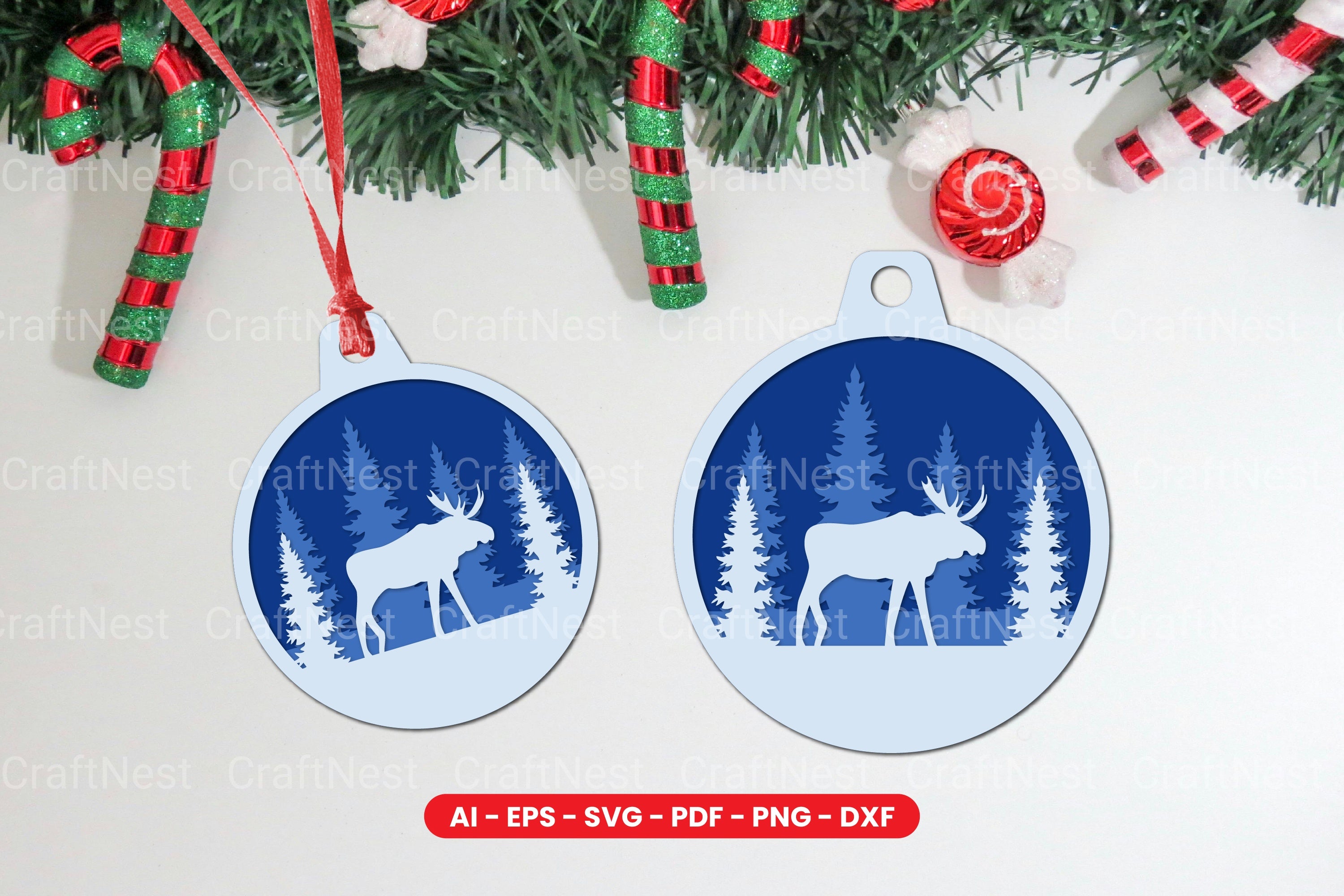 Animal Christmas Tree Ornament Layered Laser Cut SVG Bundle