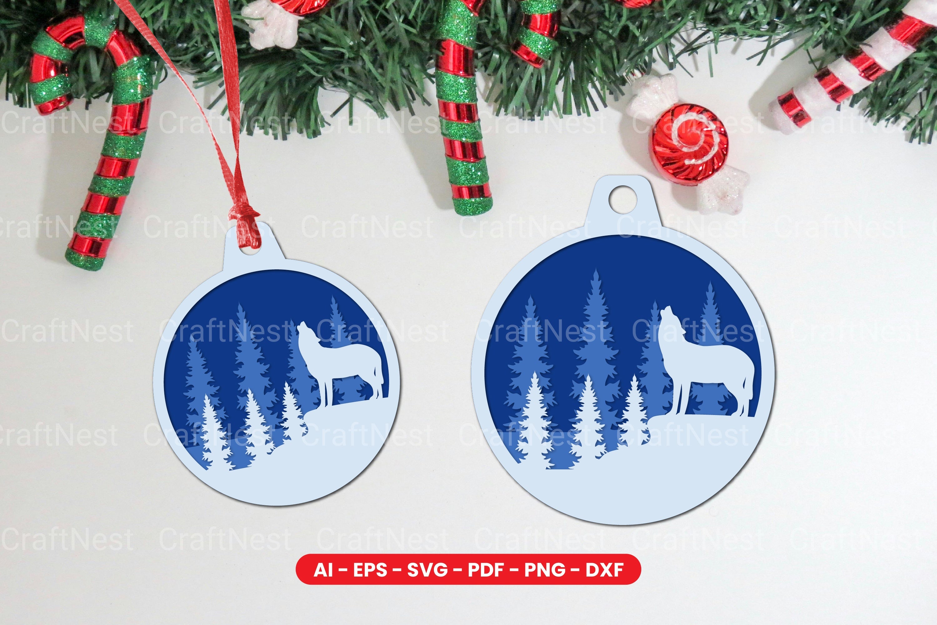 Animal Christmas Tree Ornament Layered Laser Cut SVG Bundle