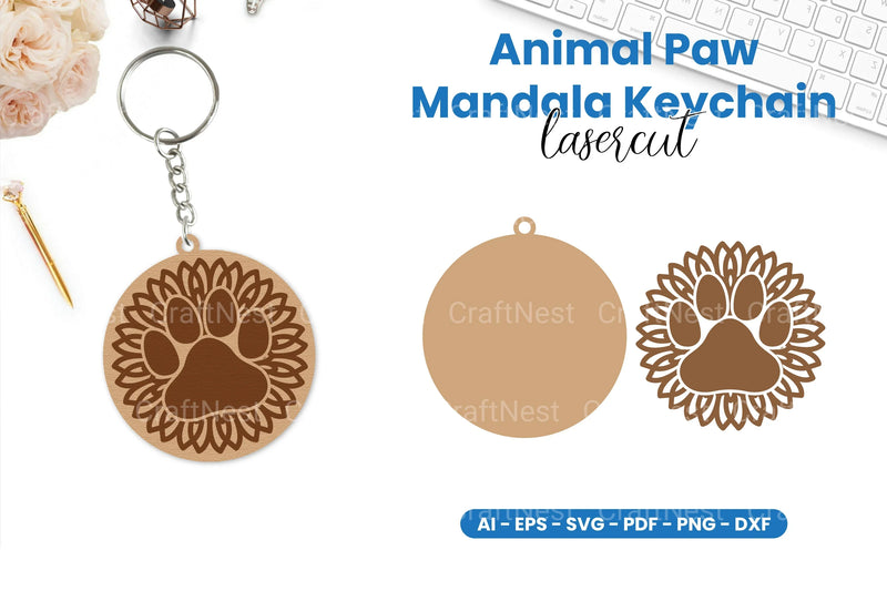 Animal Paw Mandala Keychain Clipart Bundle - CraftNest - Digital Crafting and Art