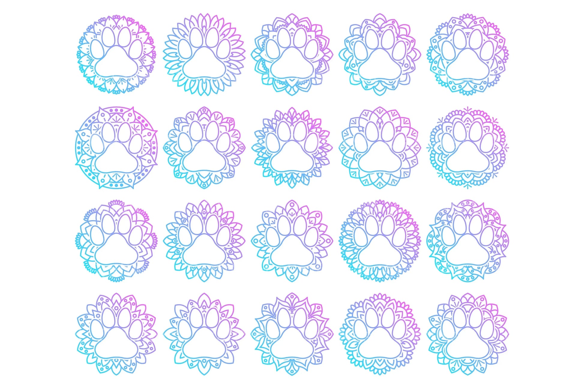 Animal Pet Paw Mandala Stickers Clipart Bundle - CraftNest - Digital Crafting and Art