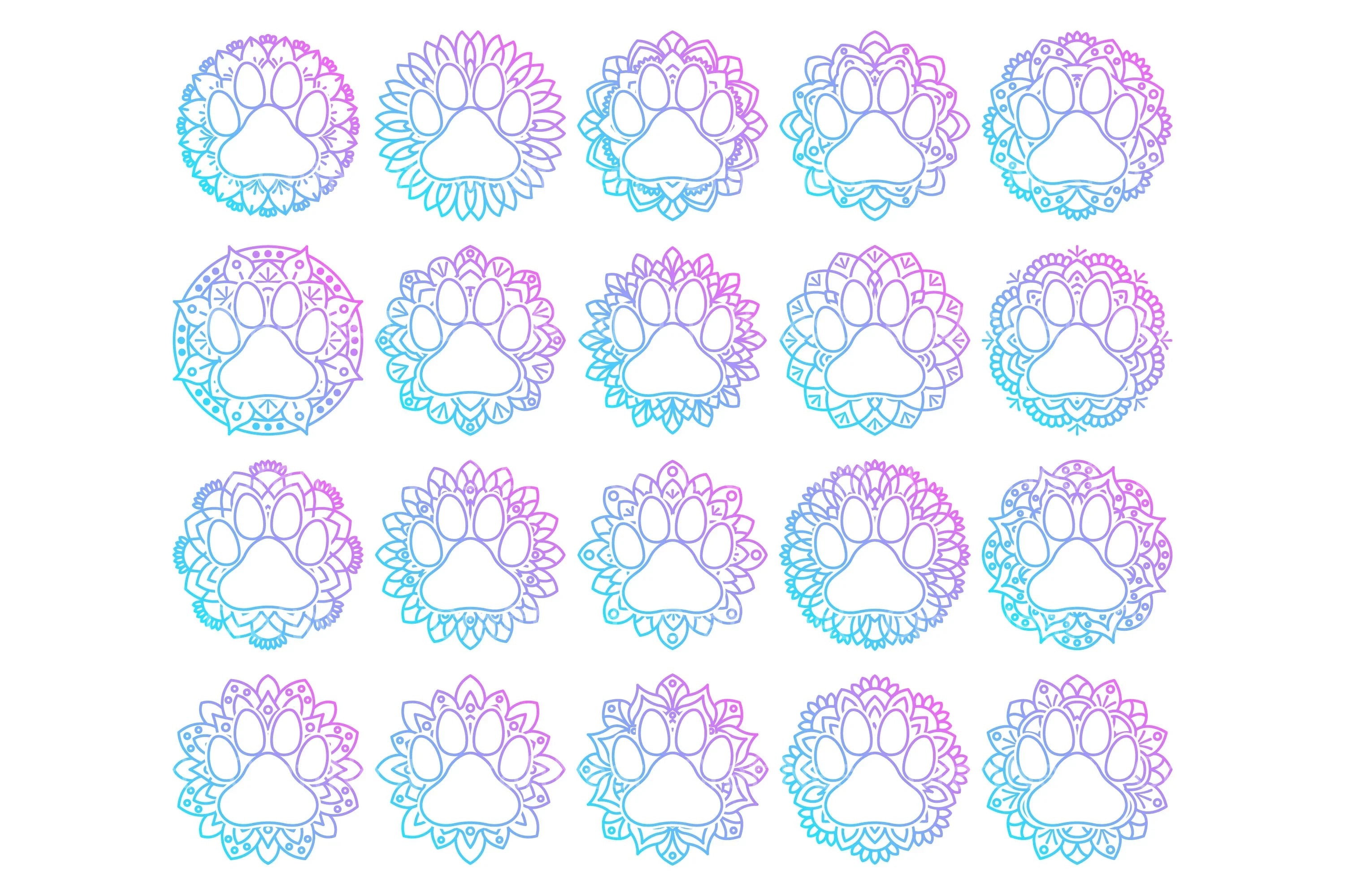 Animal Pet Paw Mandala Stickers Clipart Bundle - CraftNest - Digital Crafting and Art
