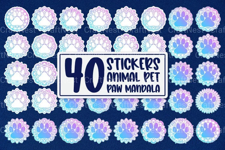 Animal Pet Paw Mandala Stickers Clipart Bundle - CraftNest - Digital Crafting and Art