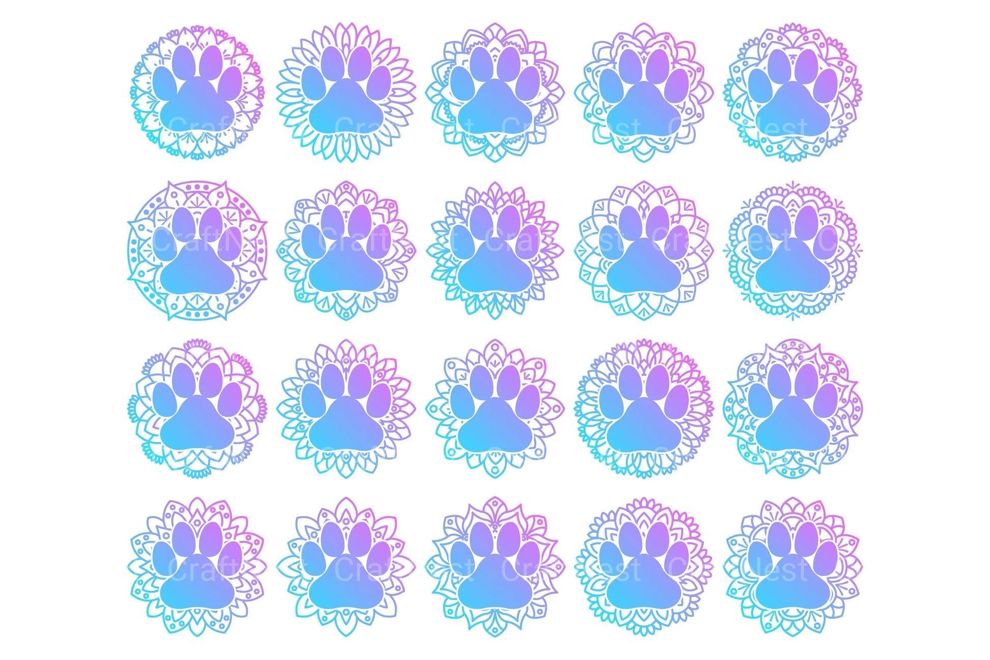Animal Pet Paw Mandala Stickers Clipart Bundle - CraftNest - Digital Crafting and Art