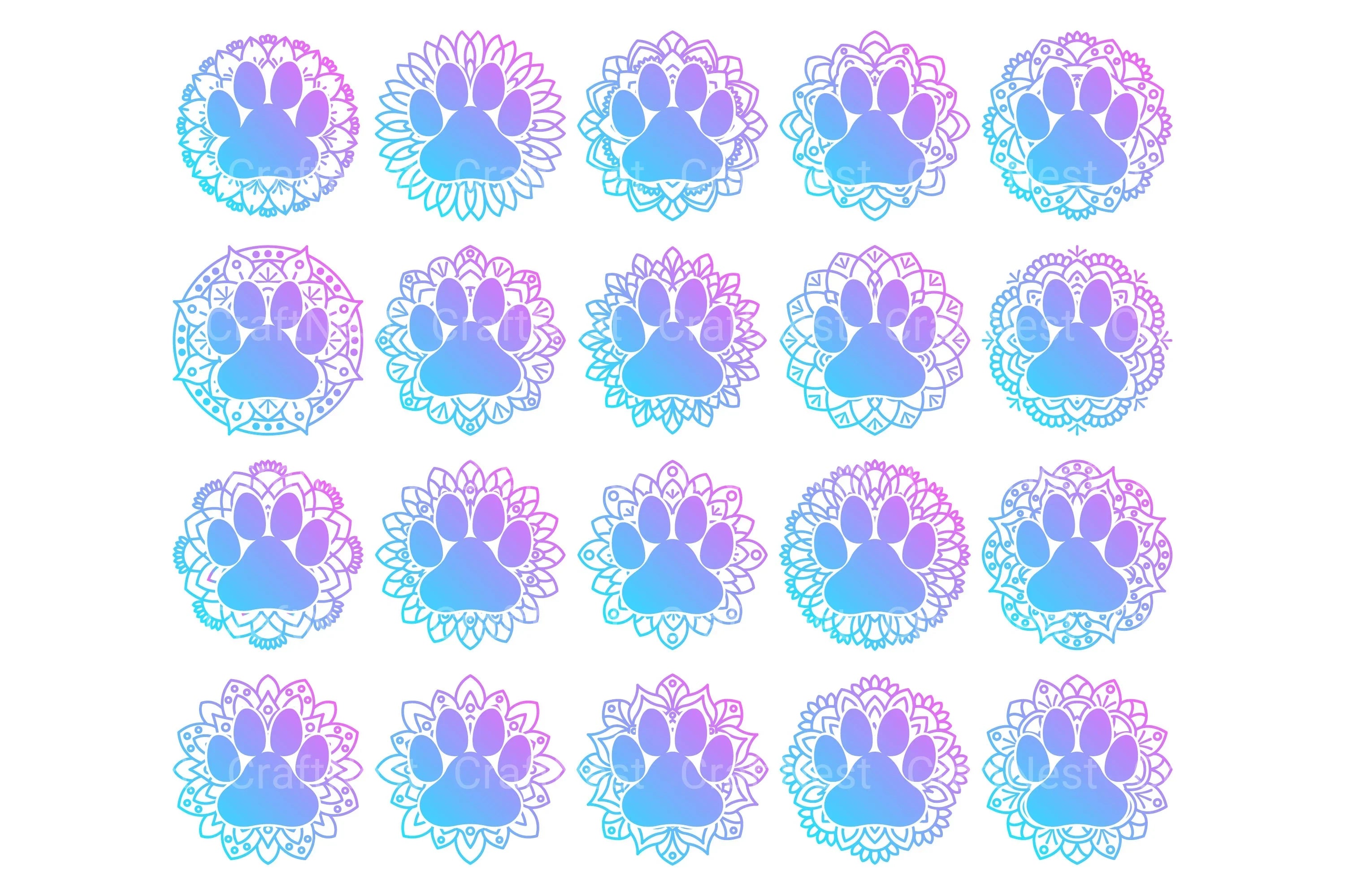 Animal Pet Paw Mandala Stickers Clipart Bundle - CraftNest - Digital Crafting and Art